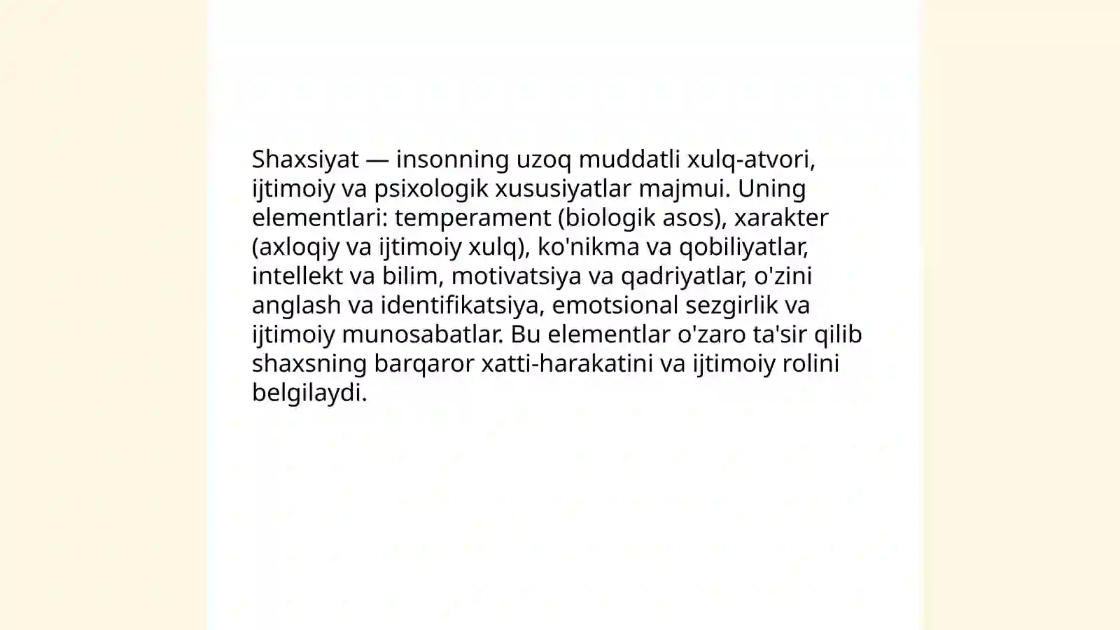 Shaxsiyat va uning elementlari 3