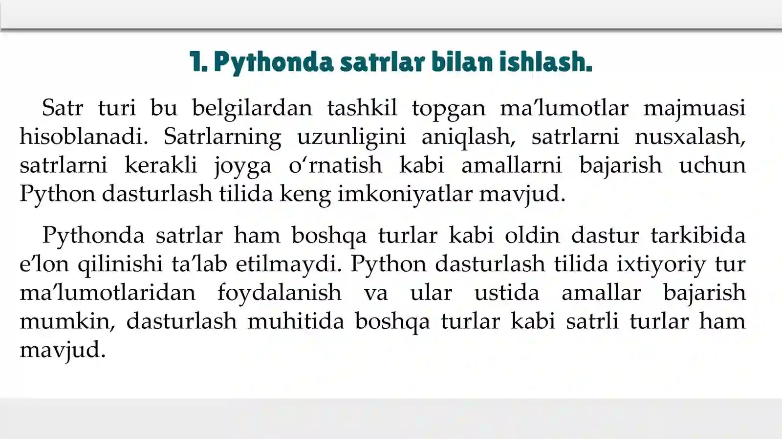 Pythonda satrlar 3