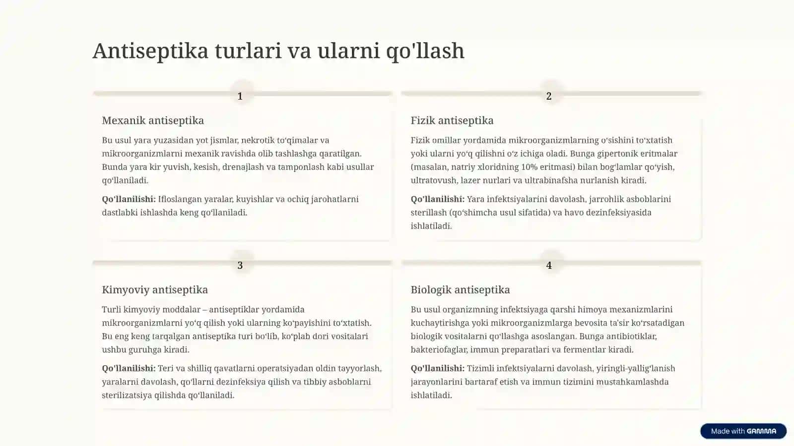 Antiseptika va Aseptika tushunchasi 3