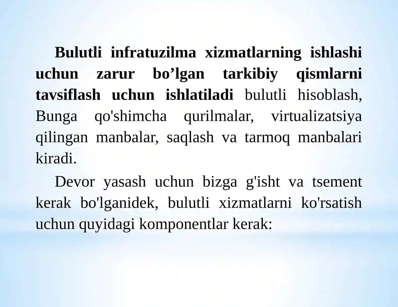 Bulutli infrastruktura taqdim etadigan xizmatlar 3