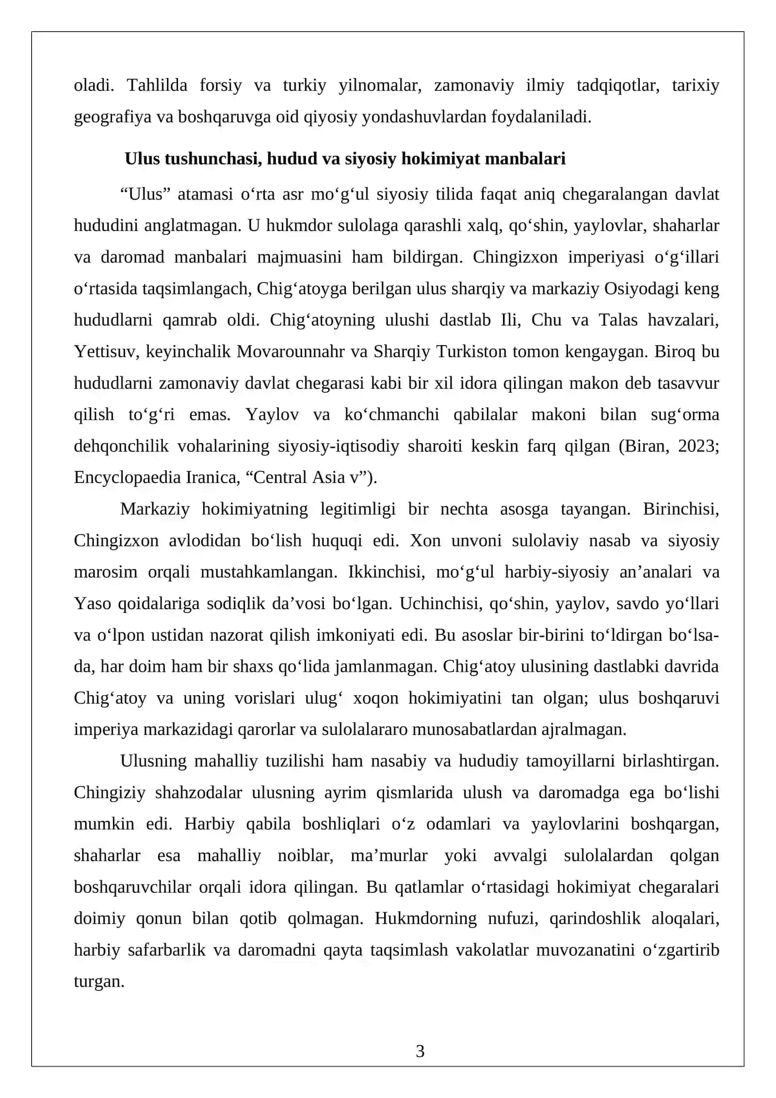 CHIG‘ATOY ULUSIDA MAHALLIY HOKIMLIKLAR VA MARKAZIY HOKIMIYAT O‘RTASIDAGI MUNOSABATLAR 3