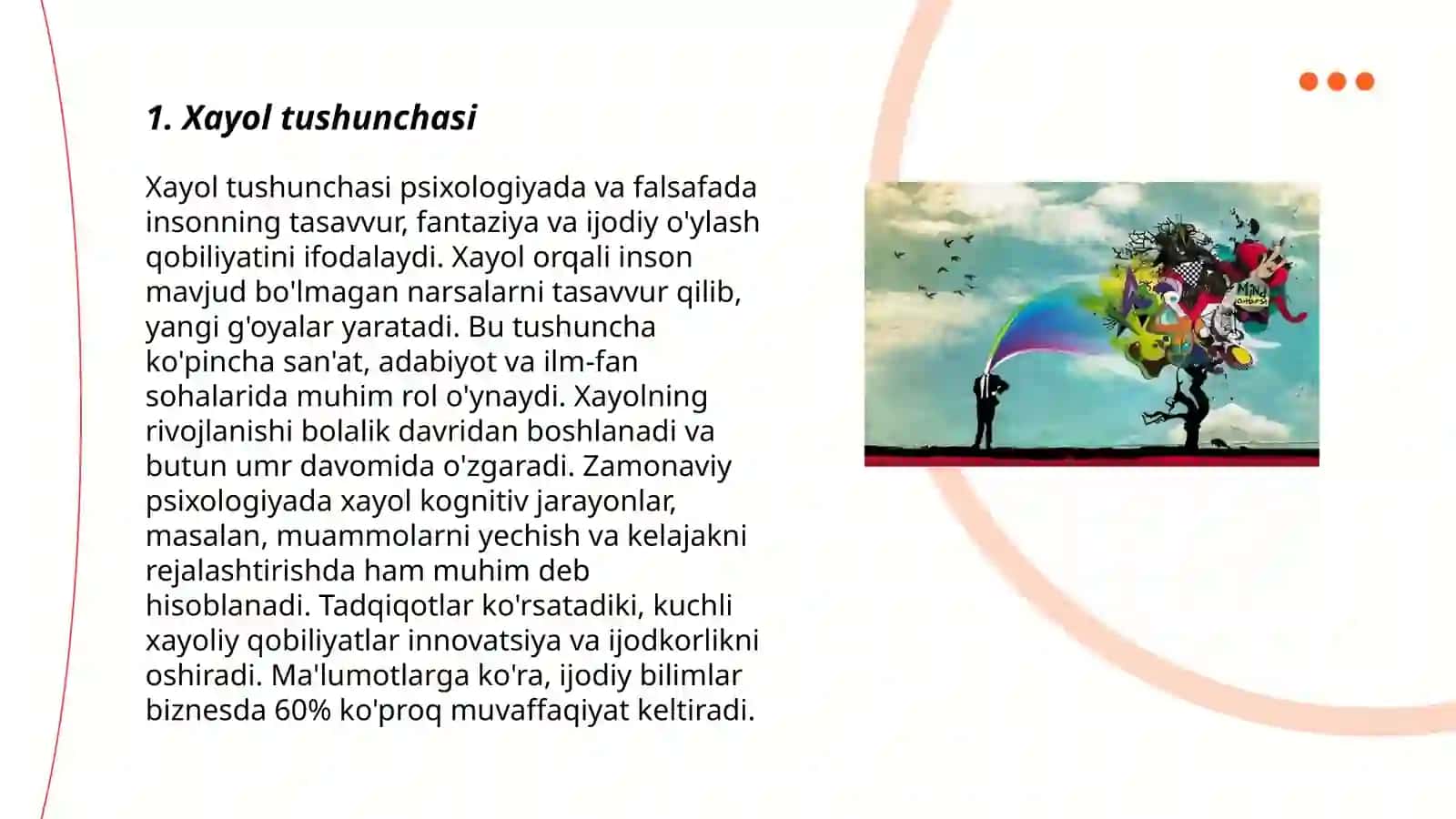 Xayol haqida tushuncha. Xayol jarayonlari va xayol turlari 3