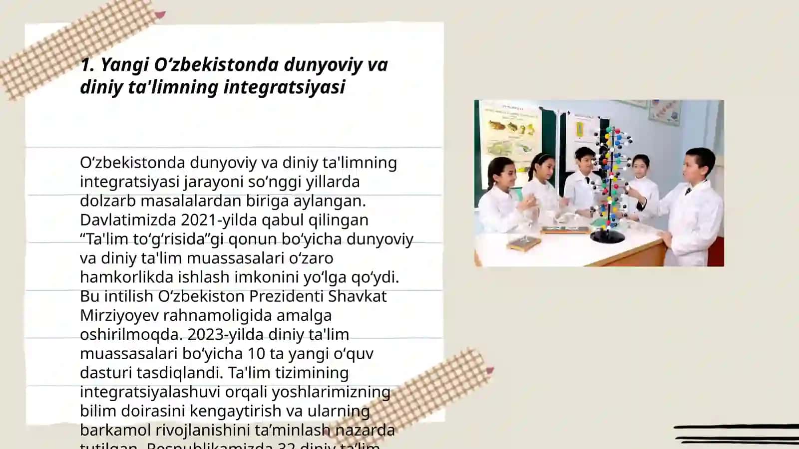 Yangi Oʻzbekistonda dunyoviy va diniy talim va Tarbiyaning yoʻnalishlari 3