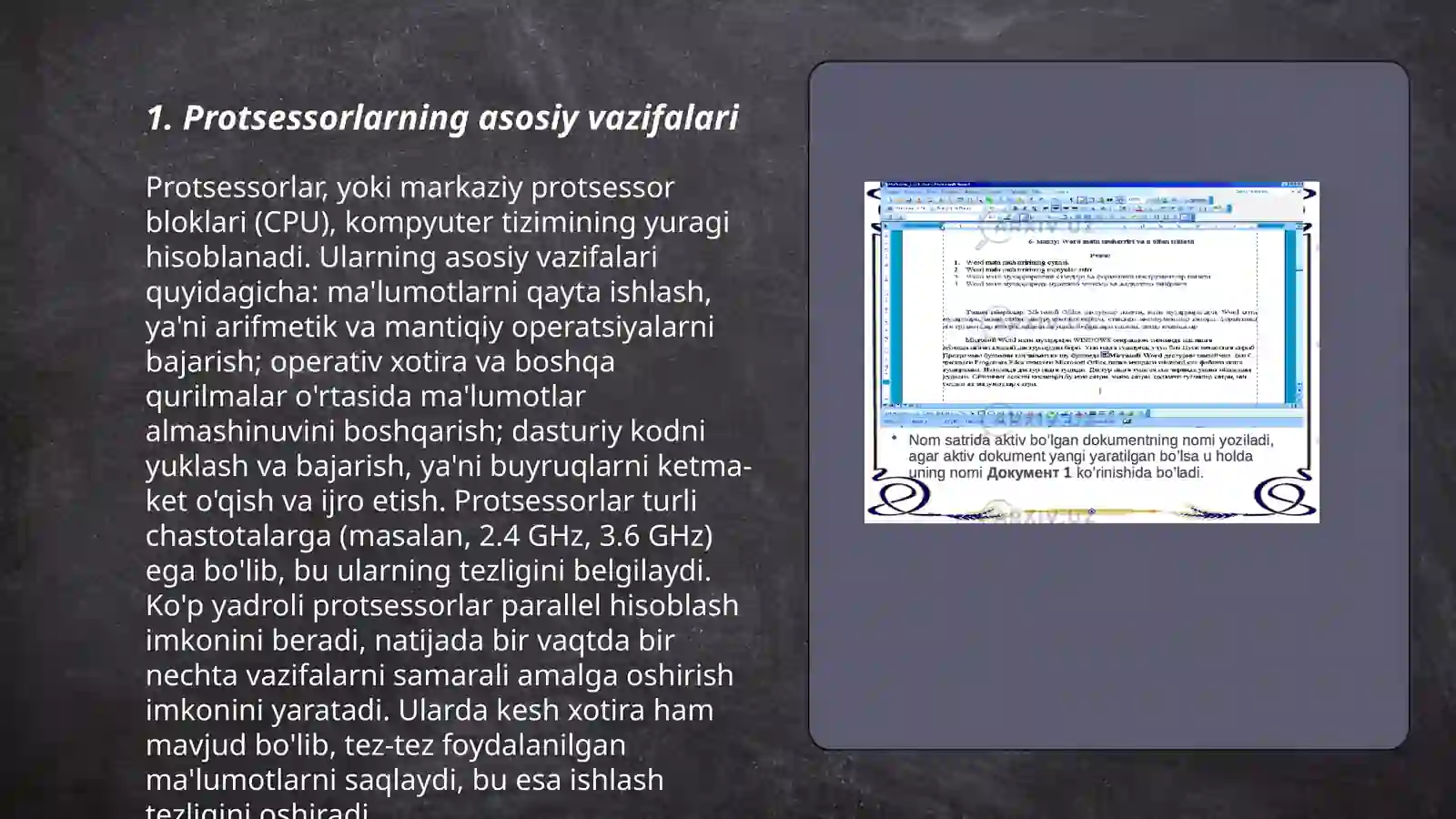 Protsessorlarning imkoniyatlari 3
