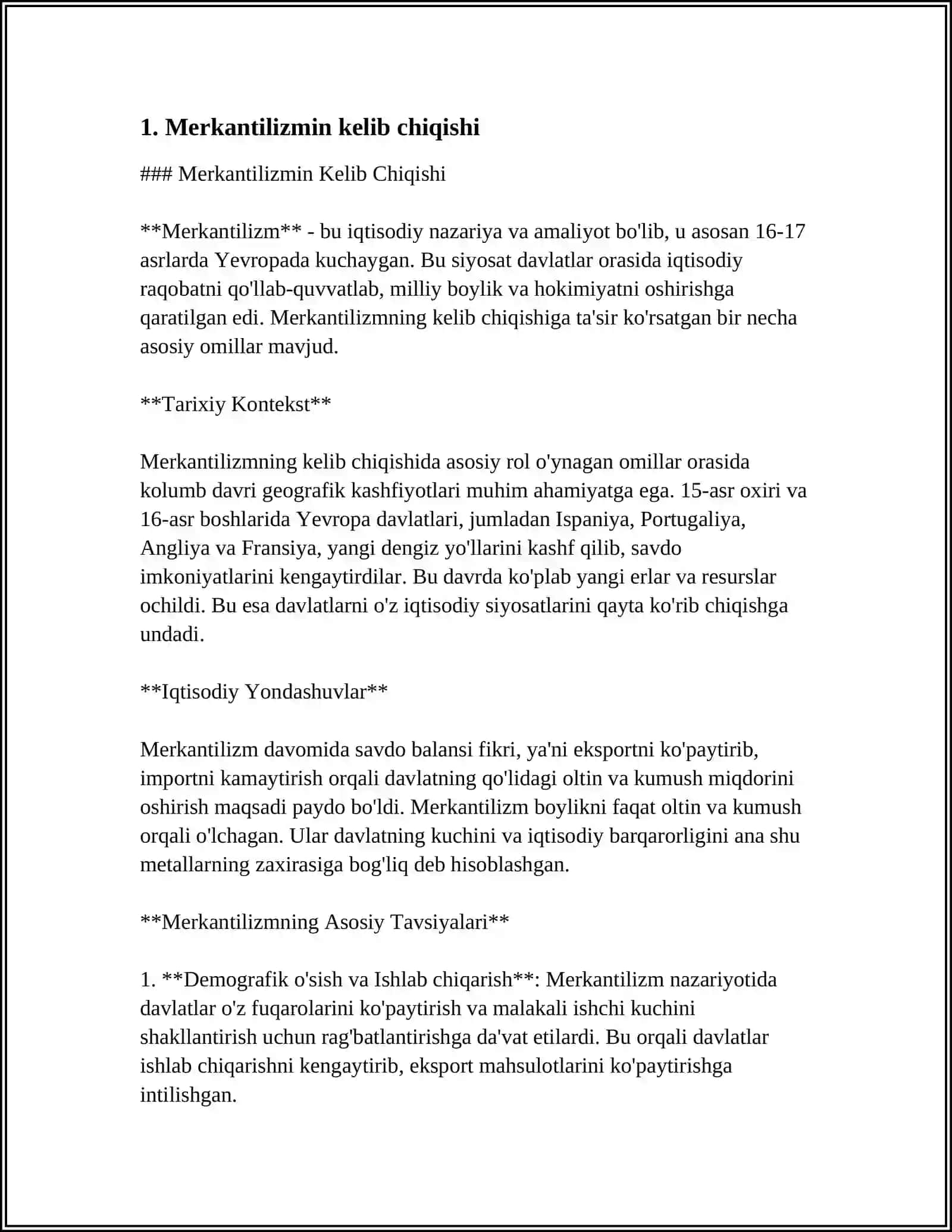 MUSTAQIL ISH Mavzu: MERKANTILIZM IQTISODIY TA’LIMOTI 3