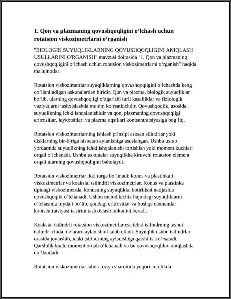 BIOLOGIK SUYUQLIKLARNING QOVUSHQOQLIGINI ANIQLASH USULLARINI O'RGANISH 3