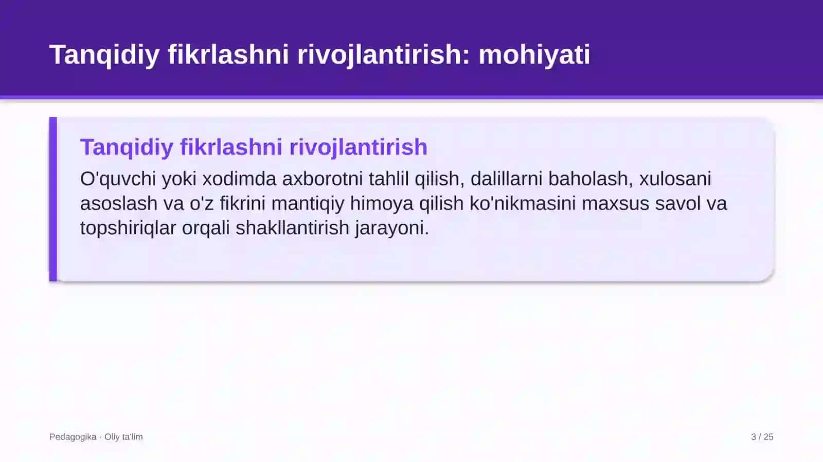 Pedagogika · Oliy Ta'lim 3
