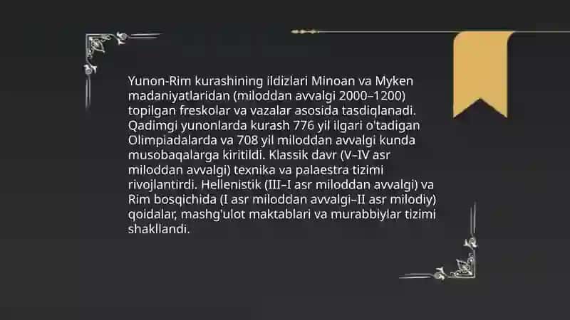Yunon Rim kurashi tarixi istiqbollari va mutaxassislarni tayyorlash kontsepsiyasi 3