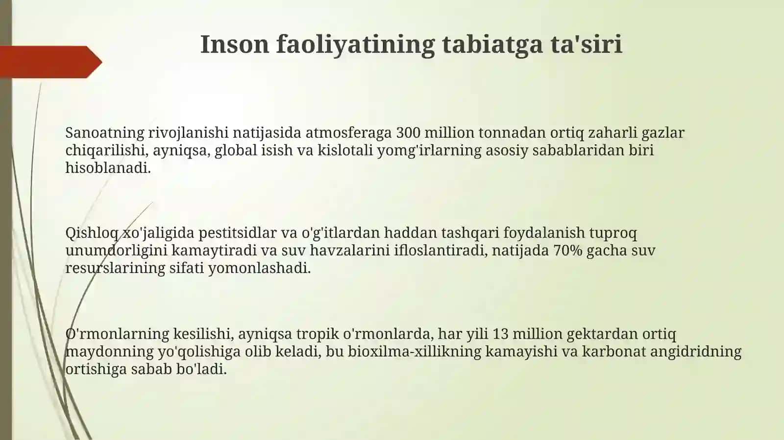 Inson faoliyatining tabiatga ta'siri va tabiatning javob reaksiyasi 3