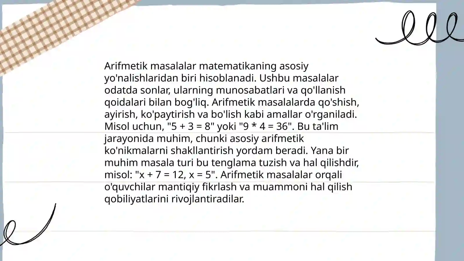 Arifmetik masalalar 3