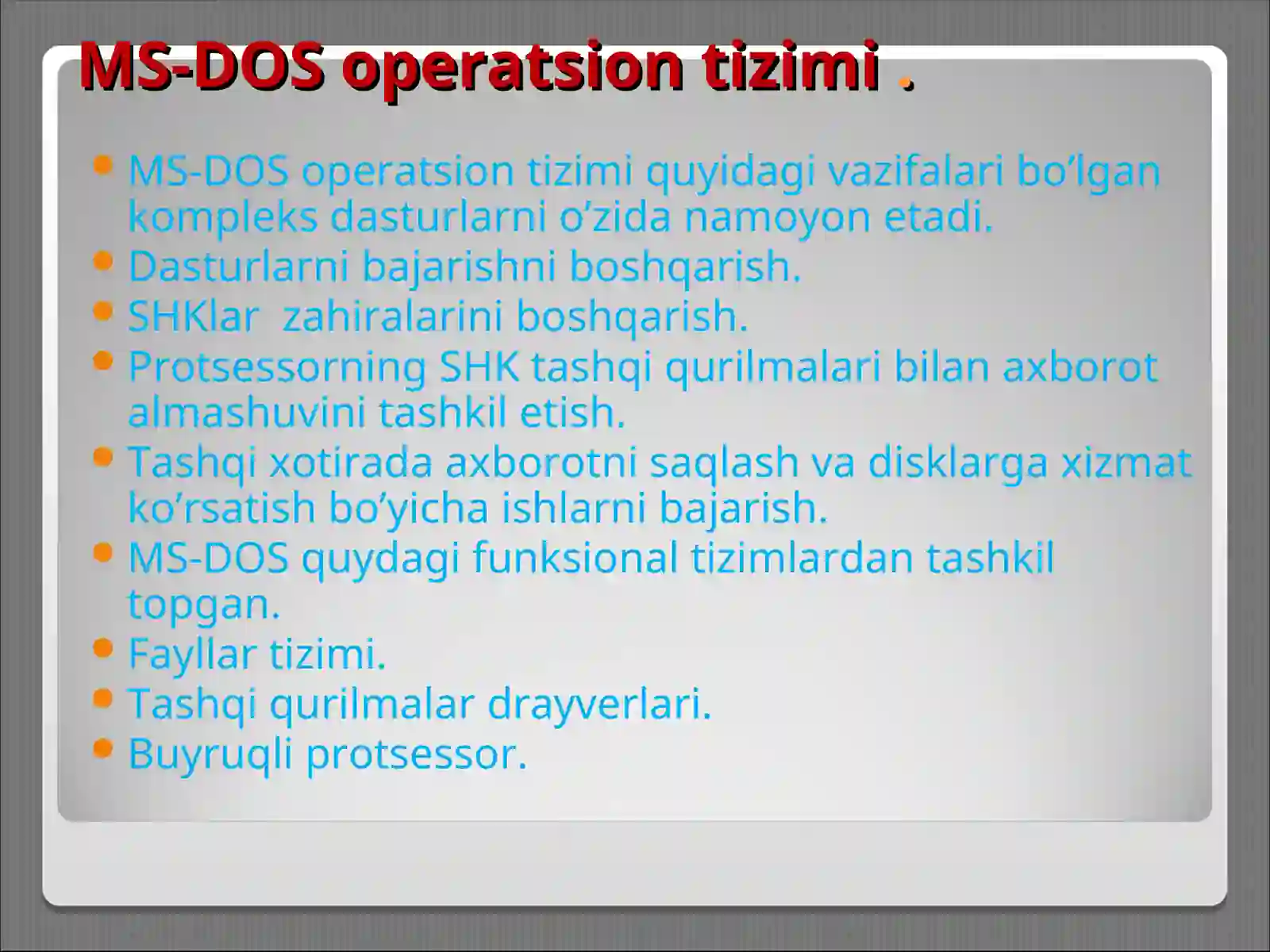 OPERATSION TIZIMLARI 3