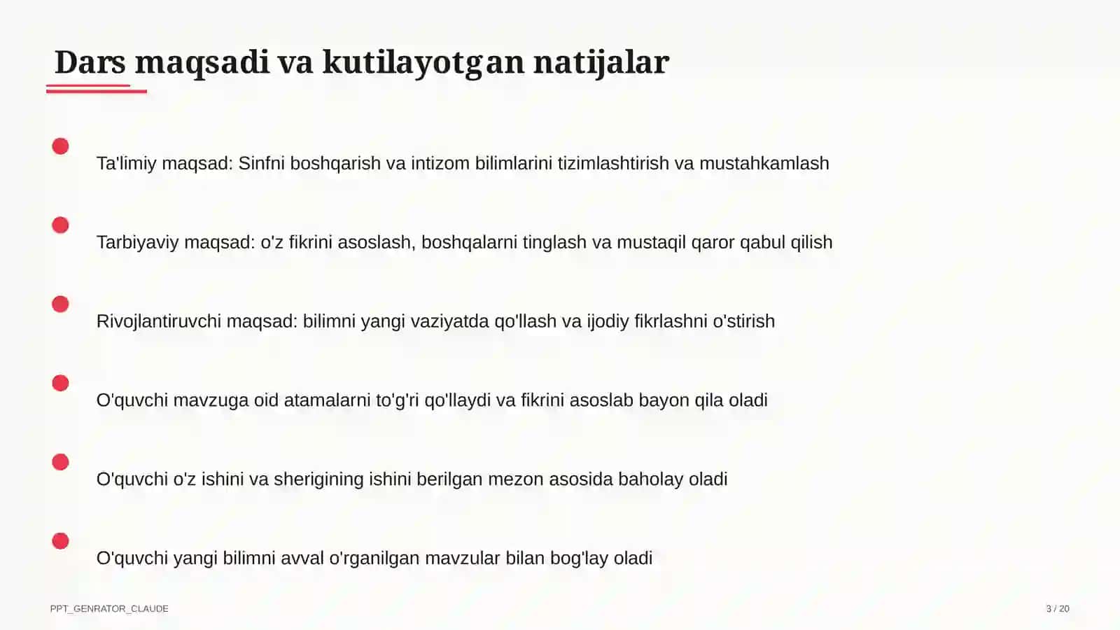 Sinfni boshqarish va intizom 3