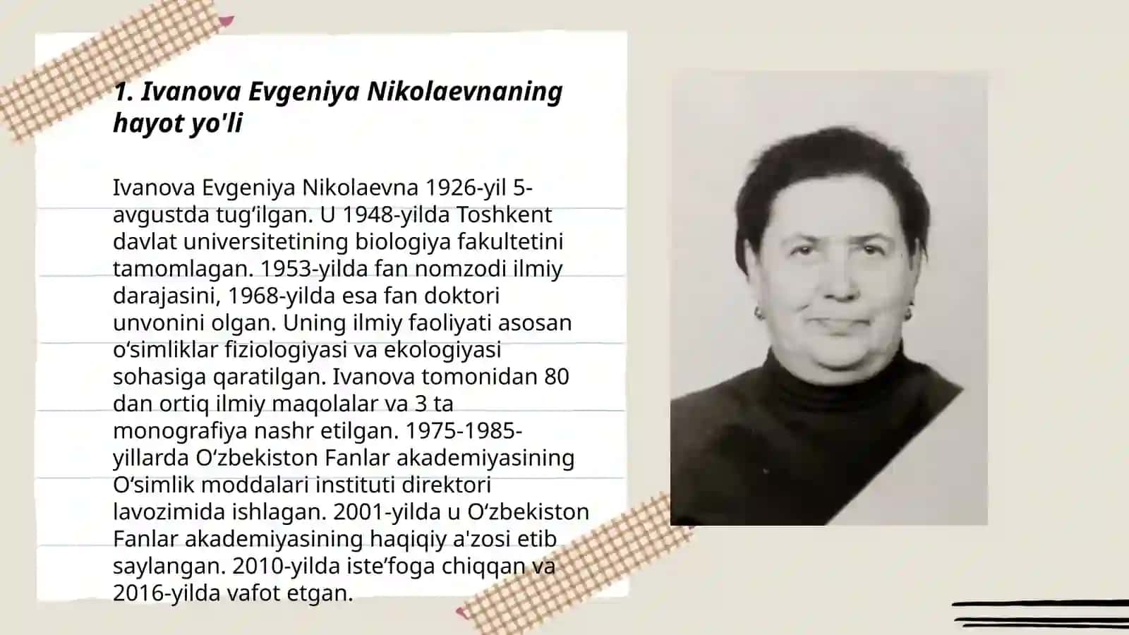 Ivanova Evgeniya Nikolaevnaning hayot yo'li 3
