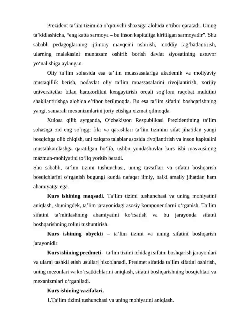 TAʼLIM TIZIMI, TUSHUNCHASI, TAVSIFLARI SIFATNI BOSHQARISH BOSQICHLARI 3