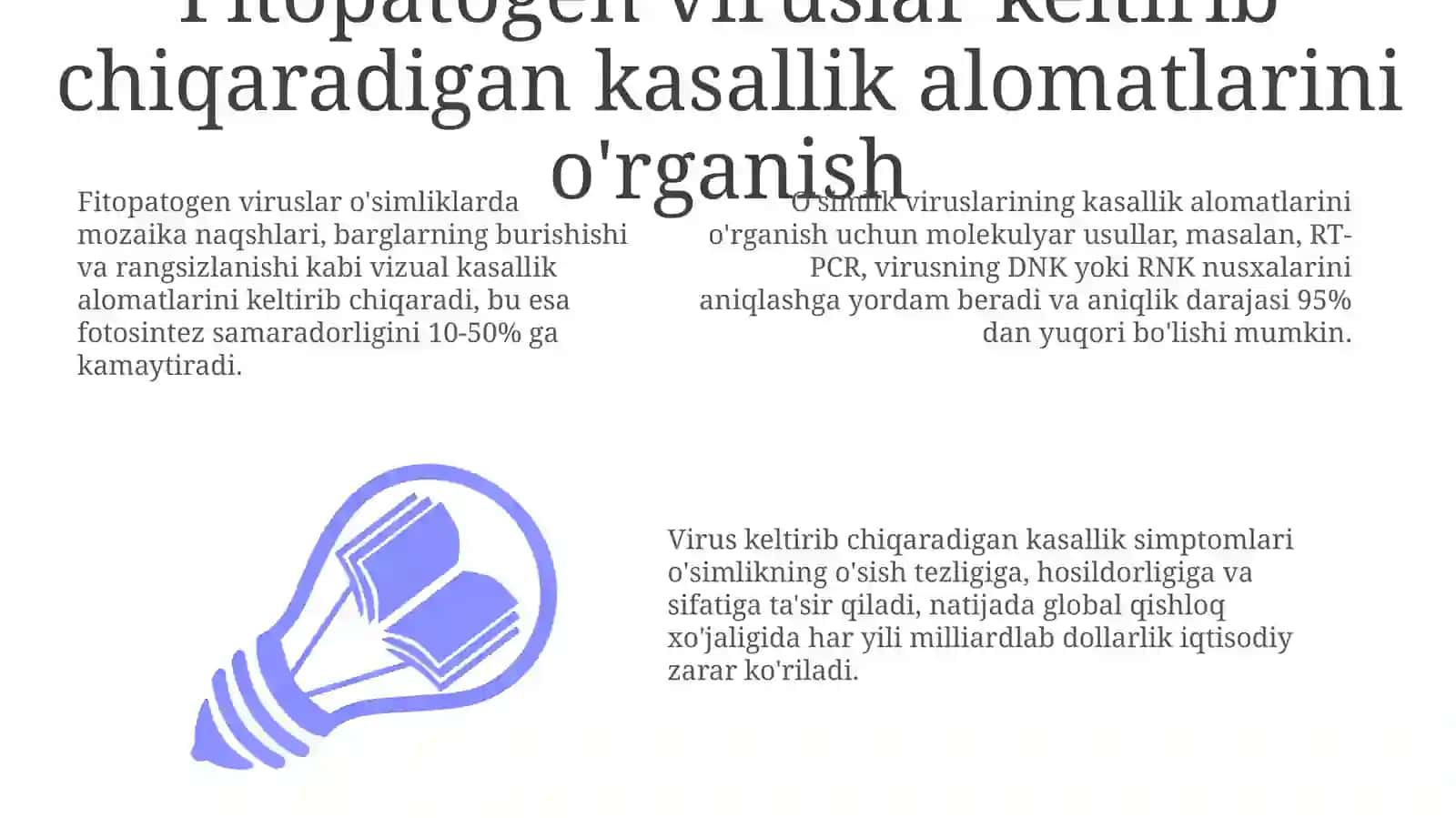 Fitopatogenviruslaringo'simlikdakeltiribchiqaradigankasallikalomatlarinio'rganish 3