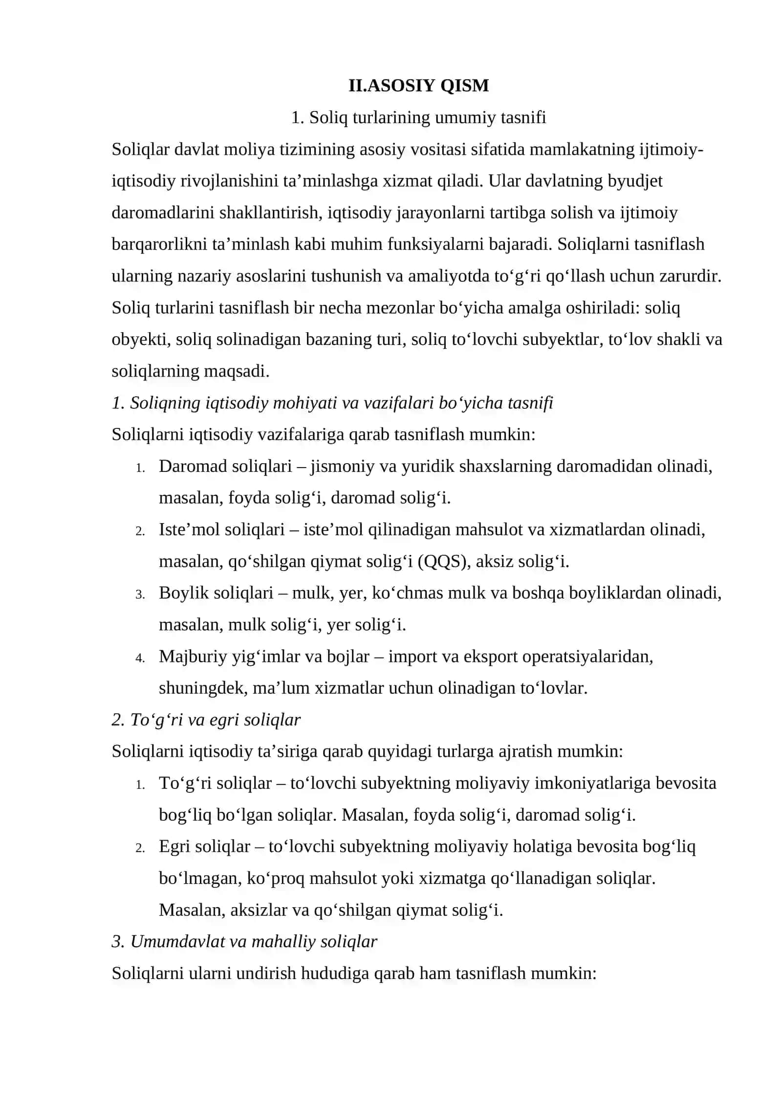 SOLIQ TURLARI YURIDIK SHAXSLAR FOYDA SOLIG'I 3