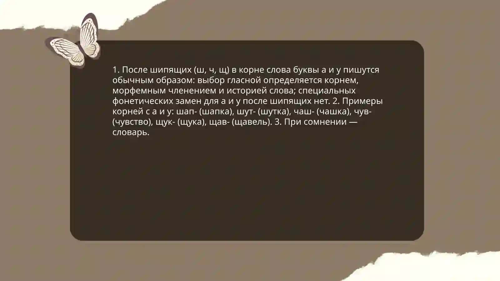 Правописание букв а, у после шипящих ш,ч,щ, и Правописание букв и, ы после шипящих ж,ш,ч,щи ц 3