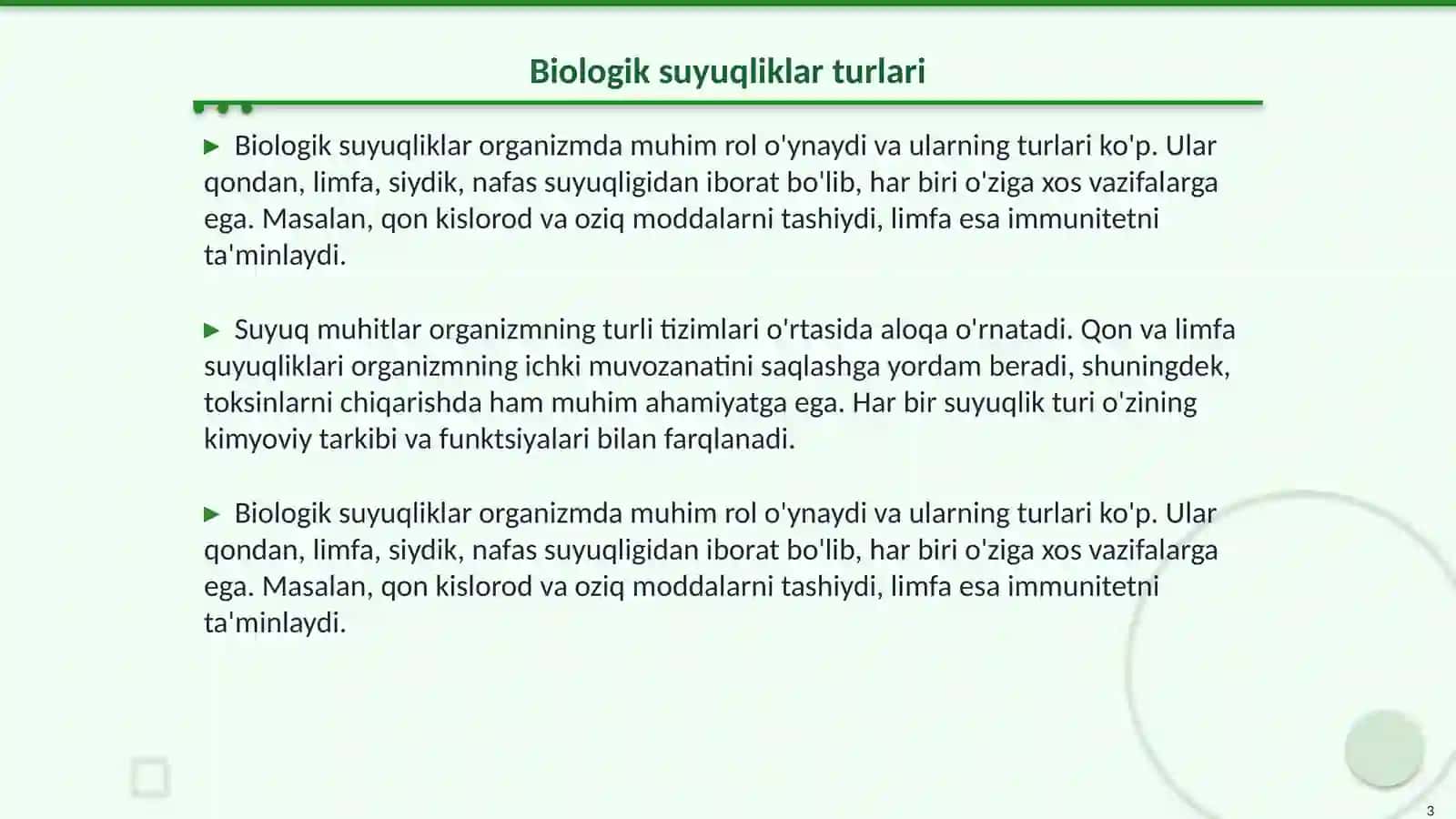 Tibbiyotda biologik suyuqliklar va elektrolit va noelektrolitlar 3