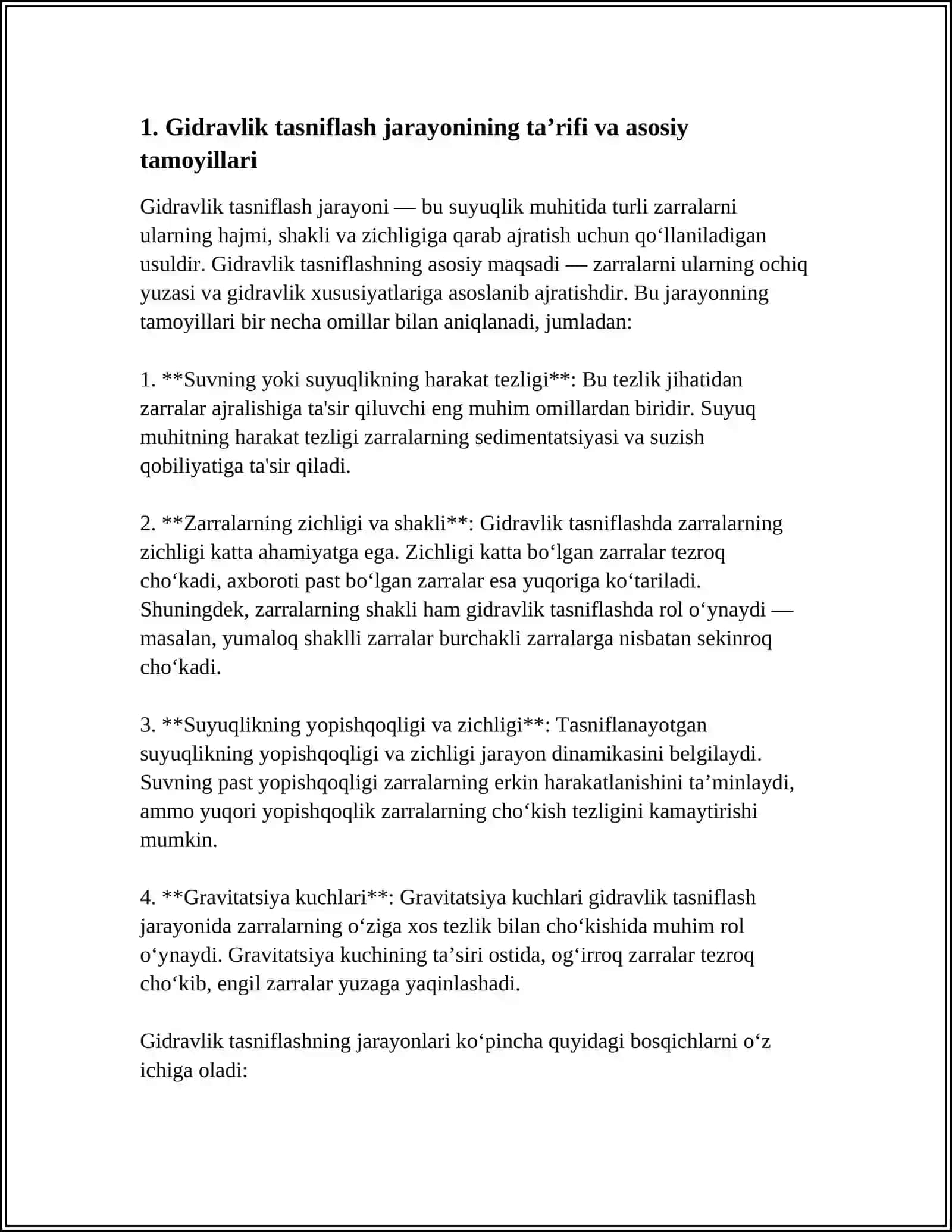 GIDRAVLIK TASNIFLASH JARAYONLARI 3