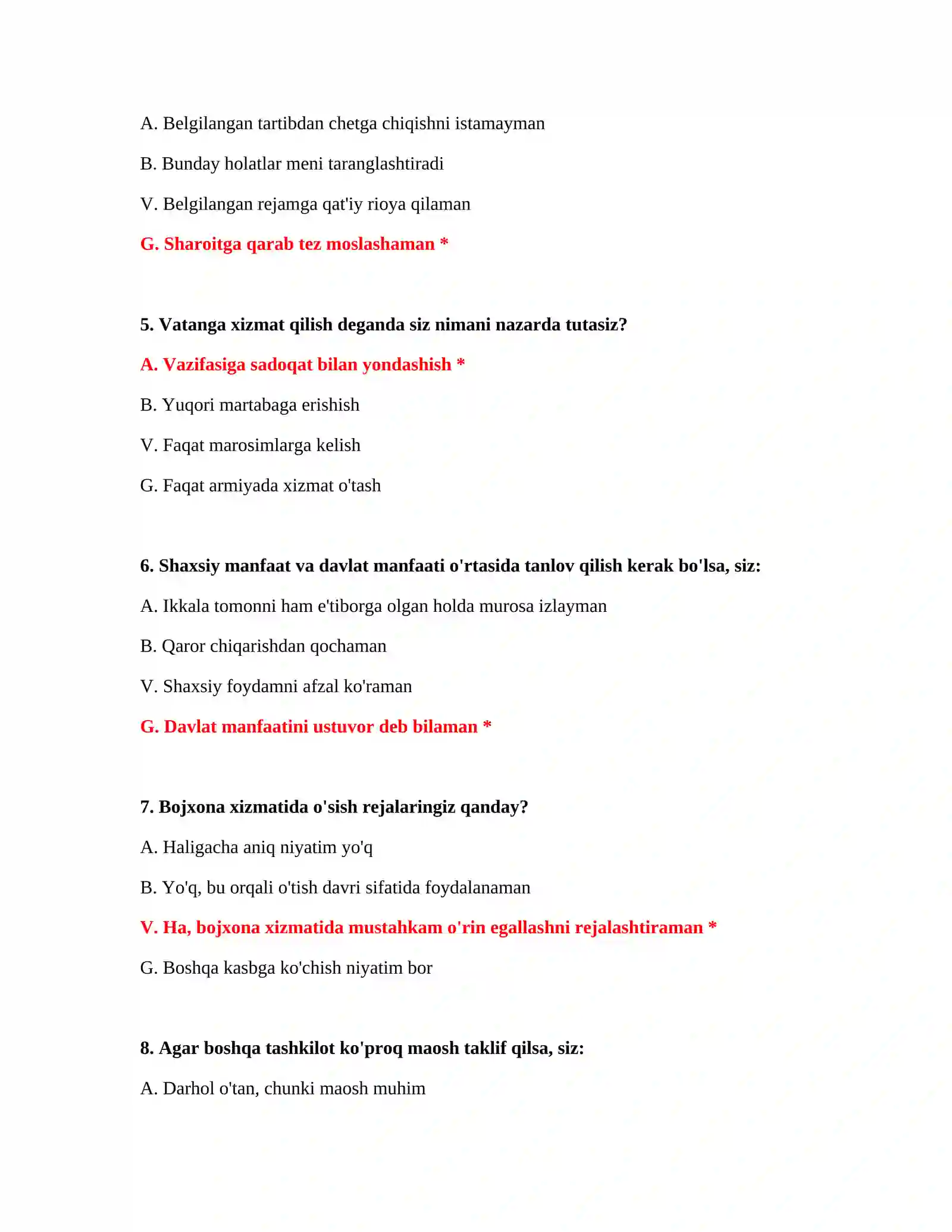 Bojxona tariflari test savollari 3