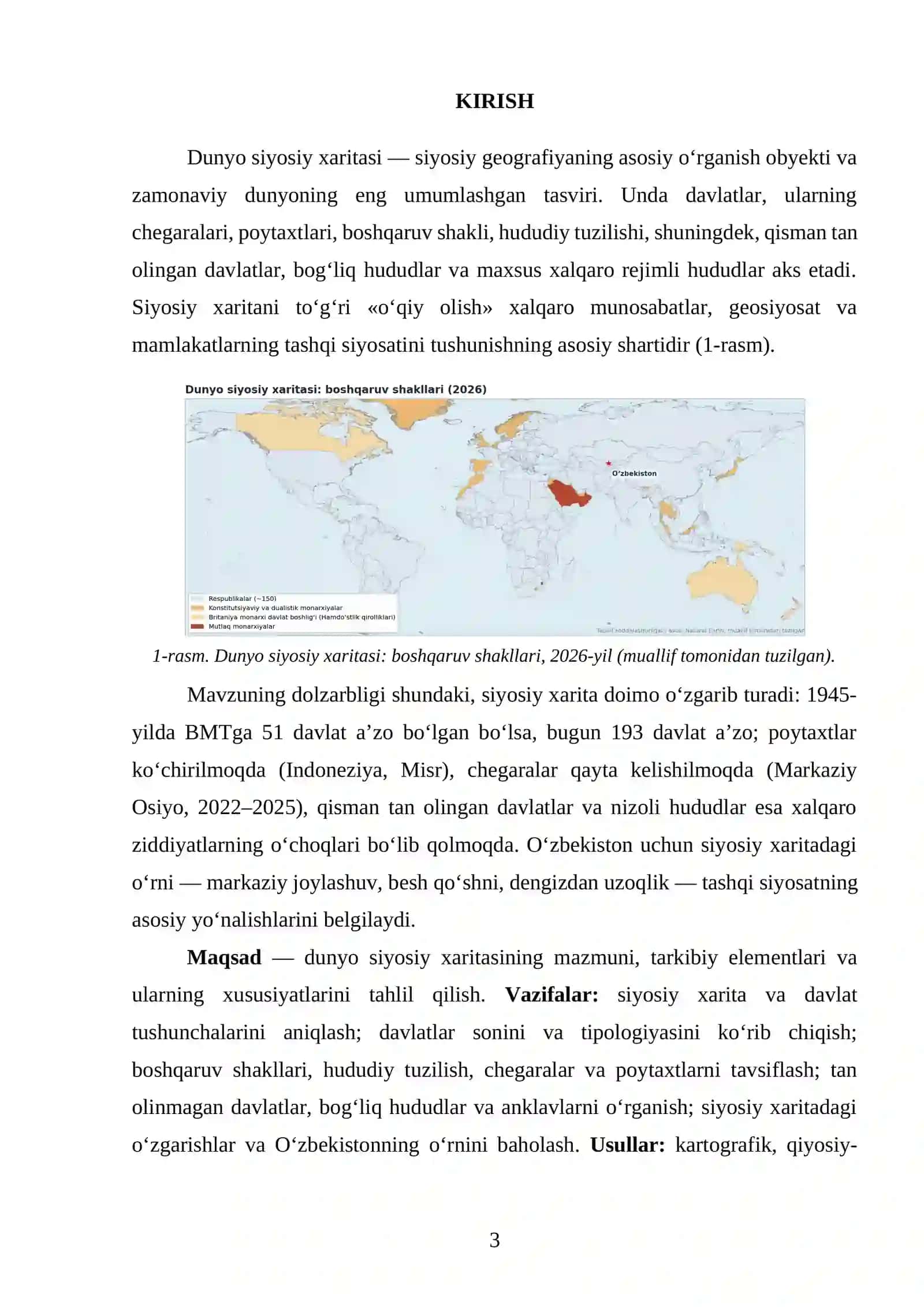 Dunyo siyosiy xaritasining mazmuni referat 3