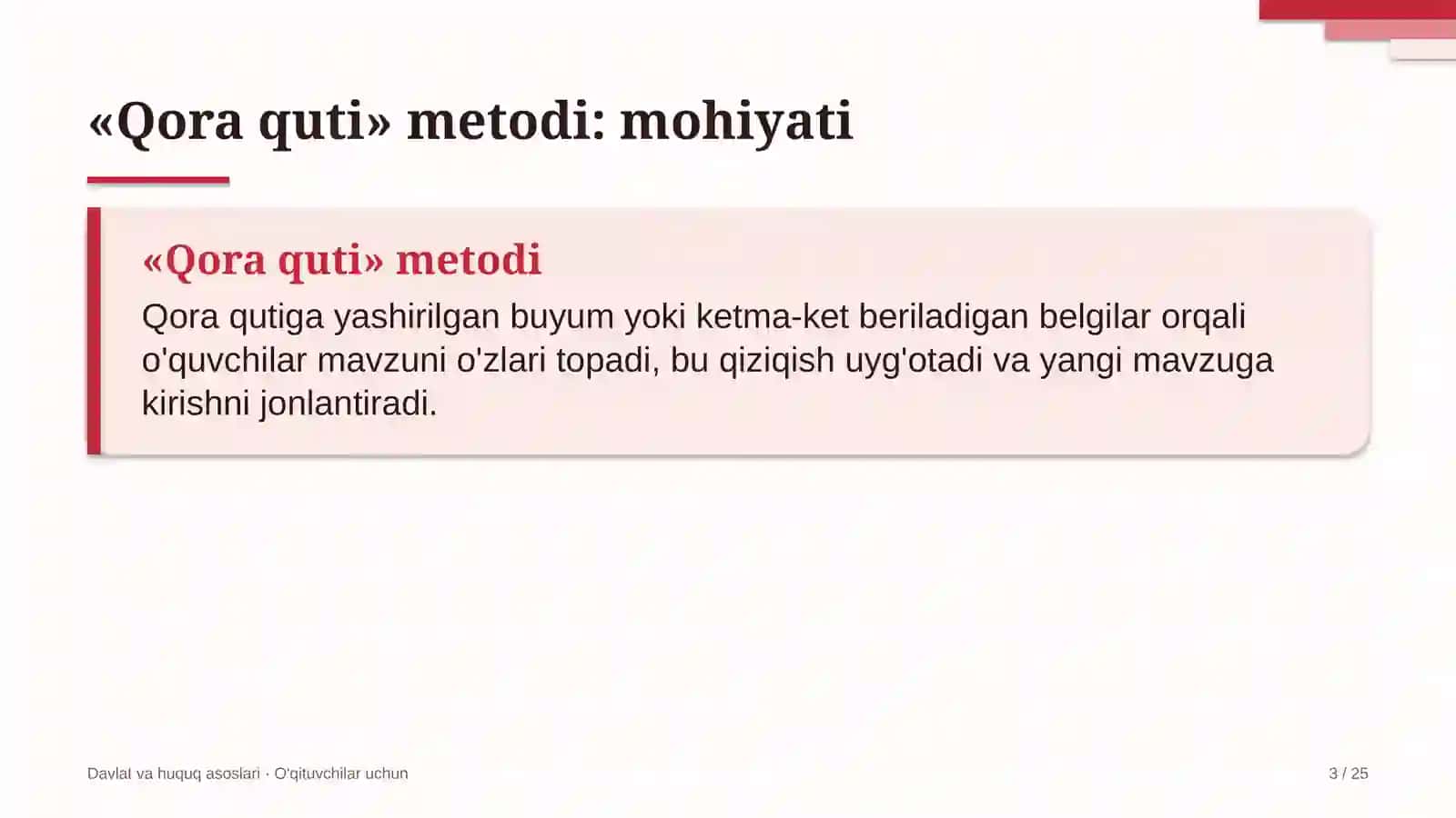 davlat va huquq asoslari darslarida qora quti metodidan foydalanish 2837 3