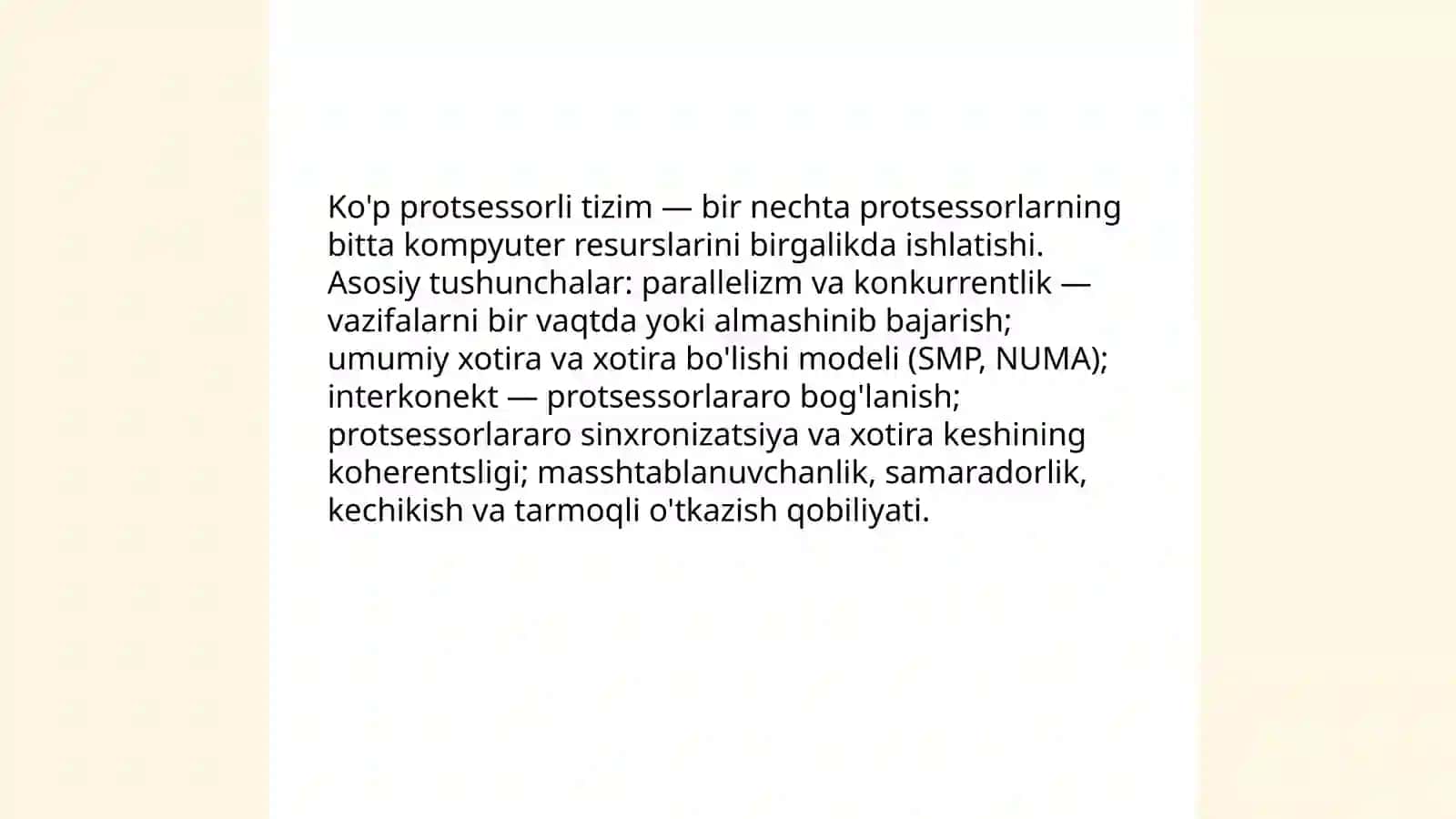 Ko'pprotsessorlitizimlar.ko'pprotsessorlitizimlarklassifikatsiyasi,strukturasi 3