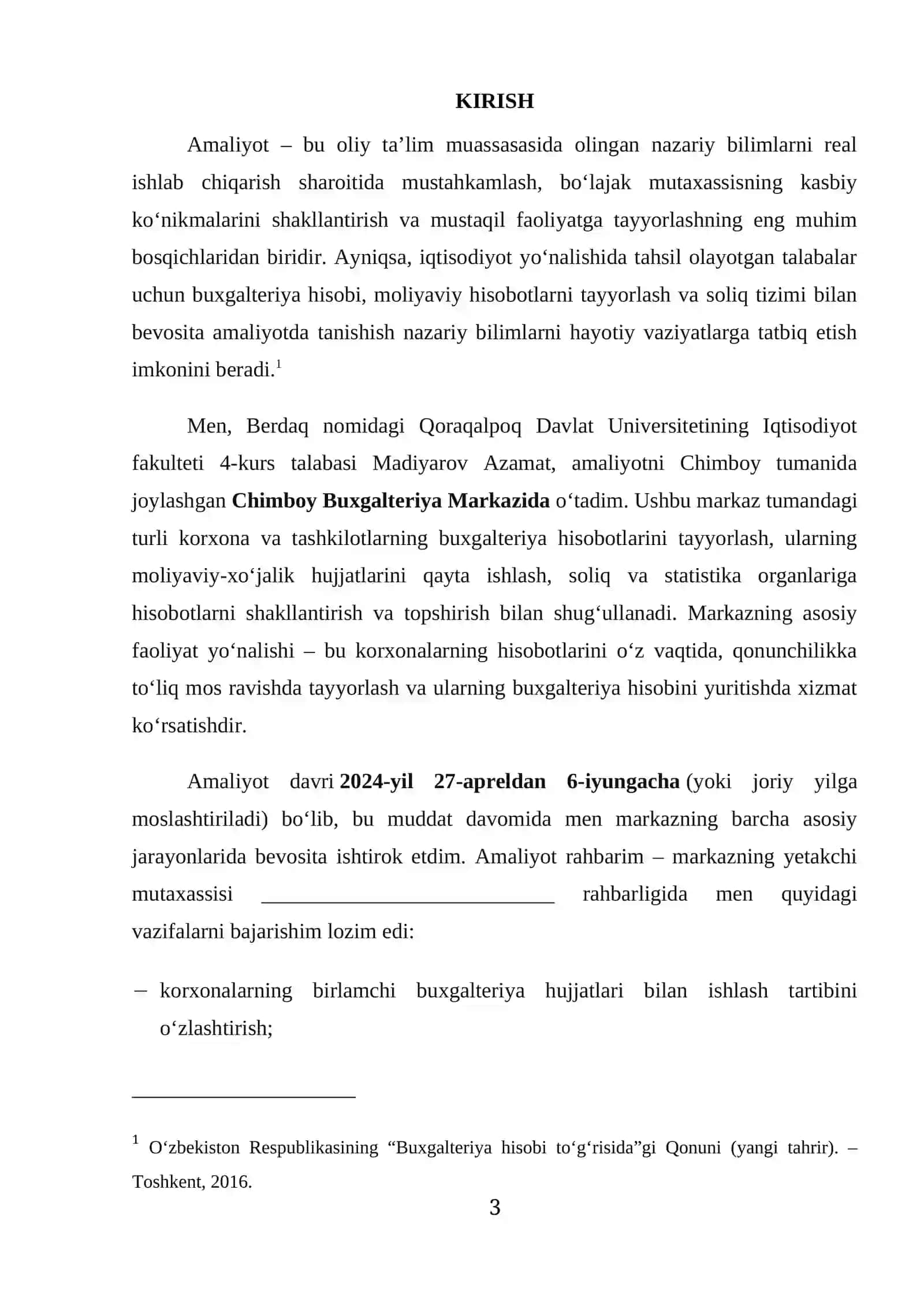 Chimboy Buxgalteriya markazi boyicha amaliyot hisoboti. 3