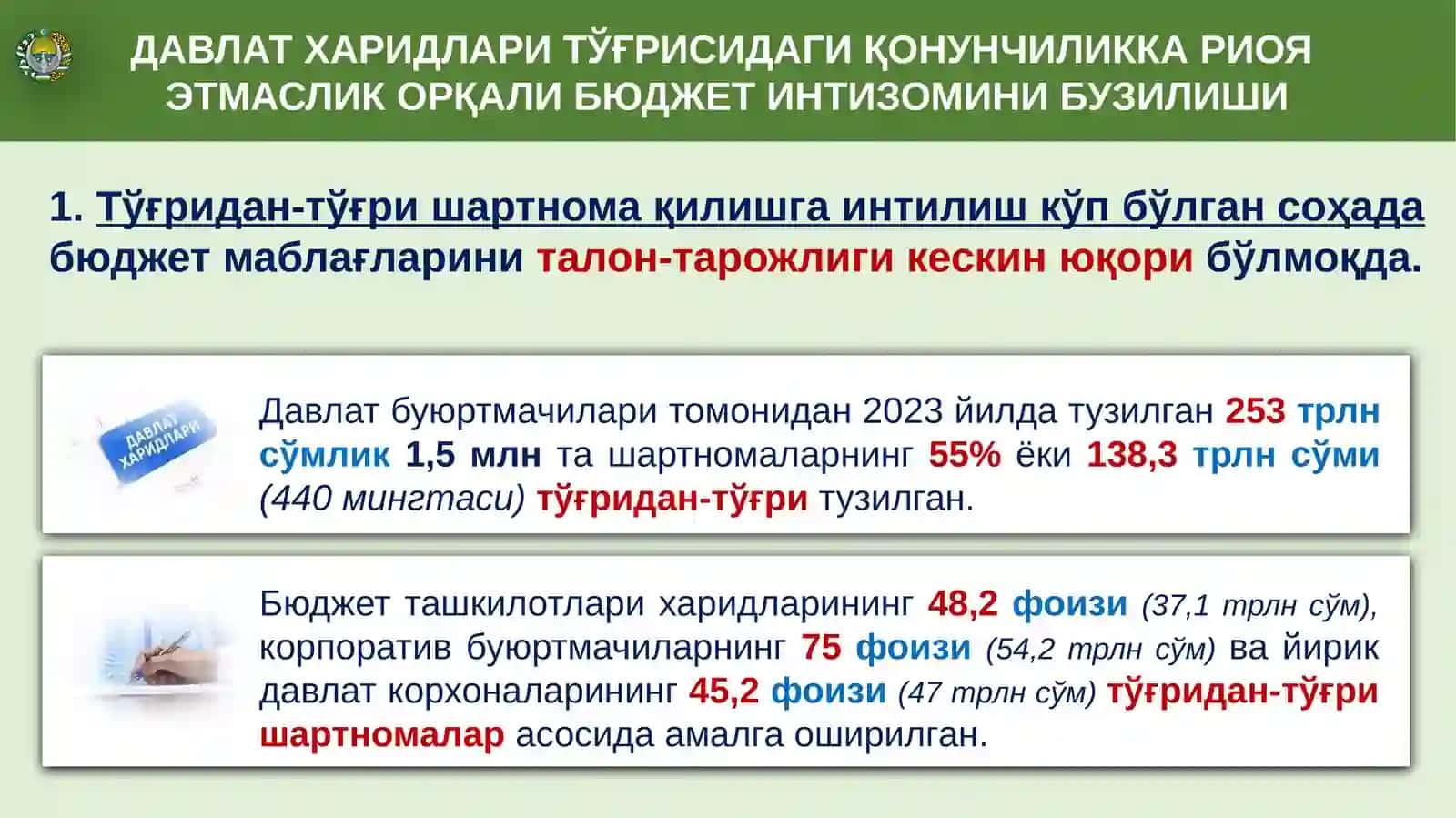 Давлат харидларида қонунчилик ҳужжатлари талабларига риоя этилишини ўрганиш тўғрисида 3