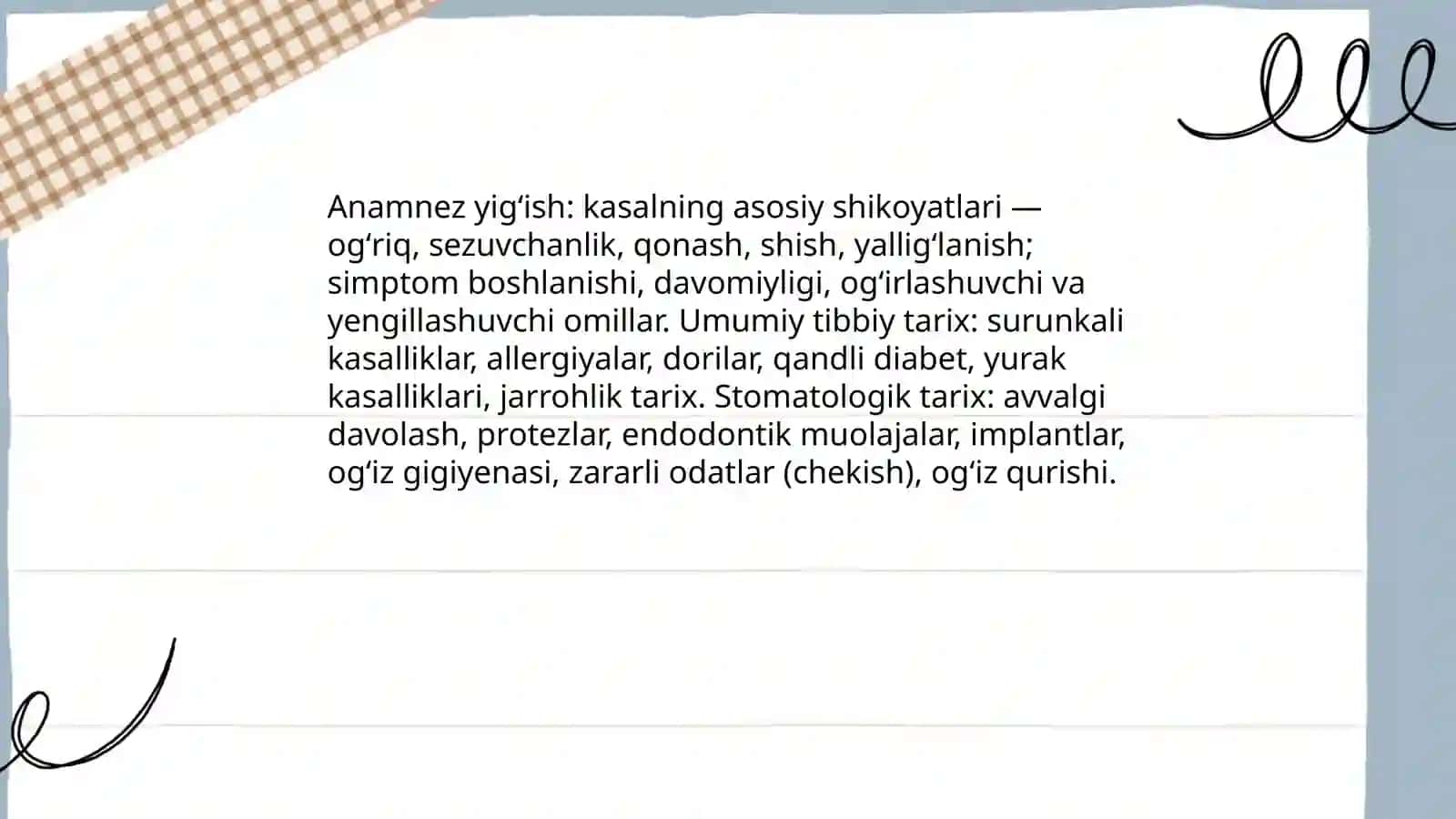 Stomatologik bemrolarni asosiy tekshirish usullari 3