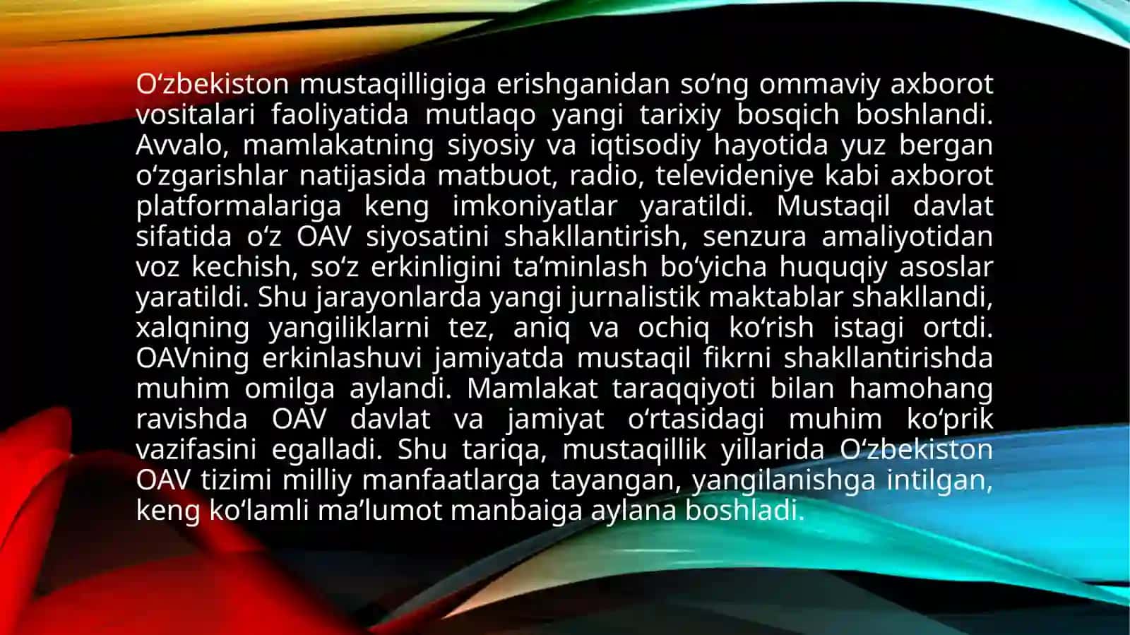 O‘zbekiston Respublikasida ommaviy axborot vositalarining faoliyati 3