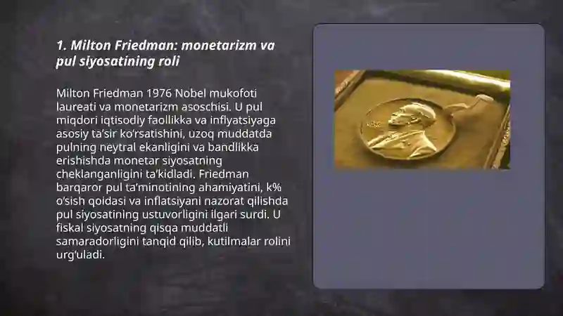 Milton Friedman: monetarizm va pul siyosatining roli 3