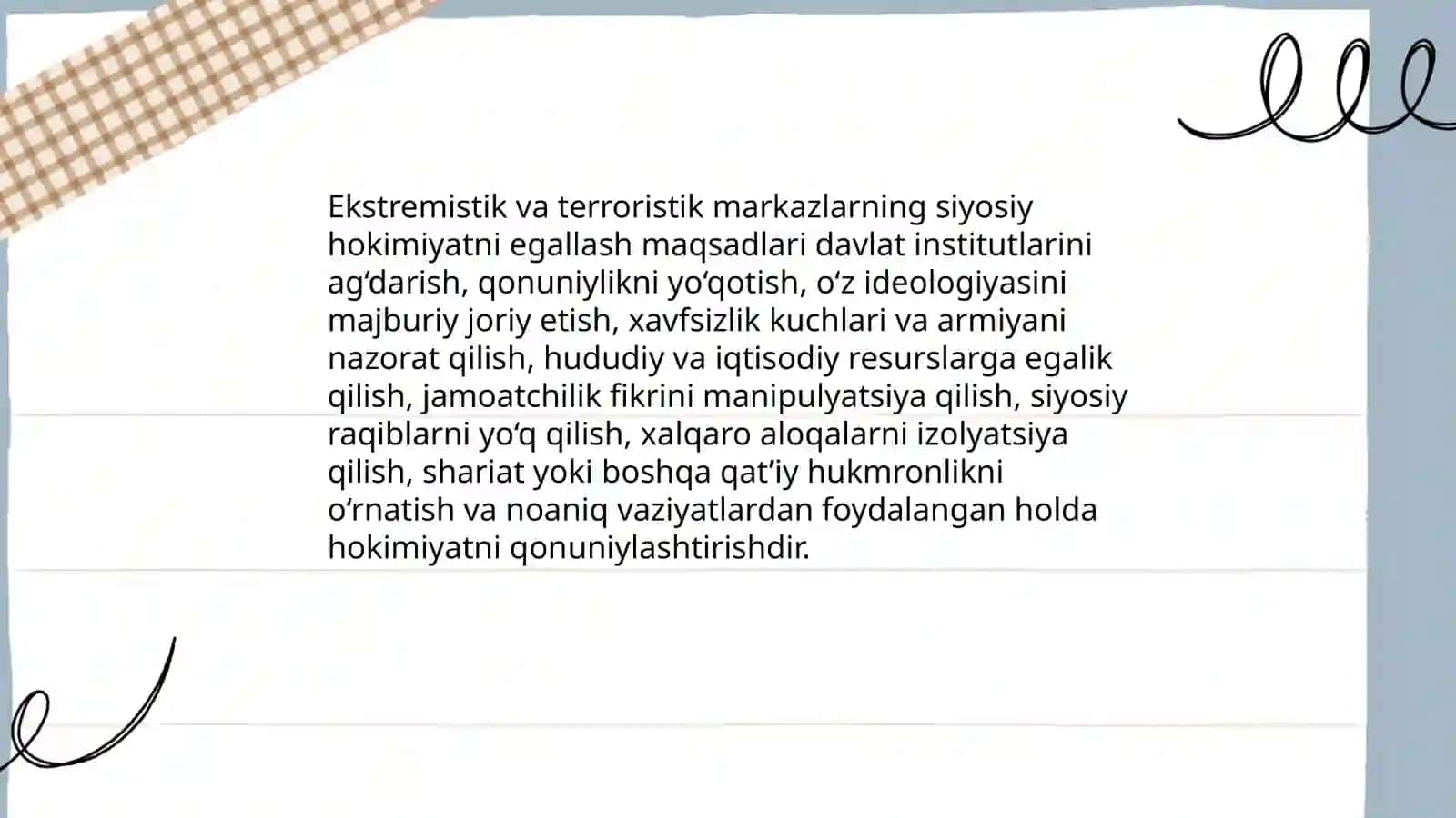 Ekstremistik, terroristik markazlarning maqsadlari va intilishi 3