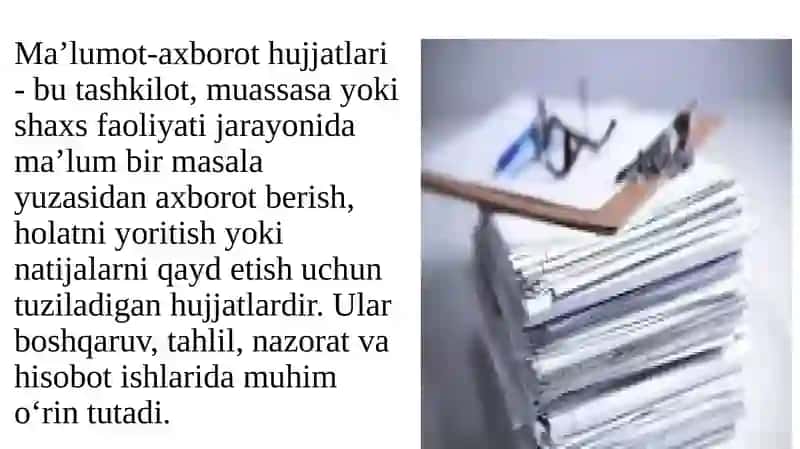 MA’LUMOT-AXBOROT HUJJATLARI (ARIZA, TUSHUNTIRISH XATI, BILDIRISHNOMA) 3