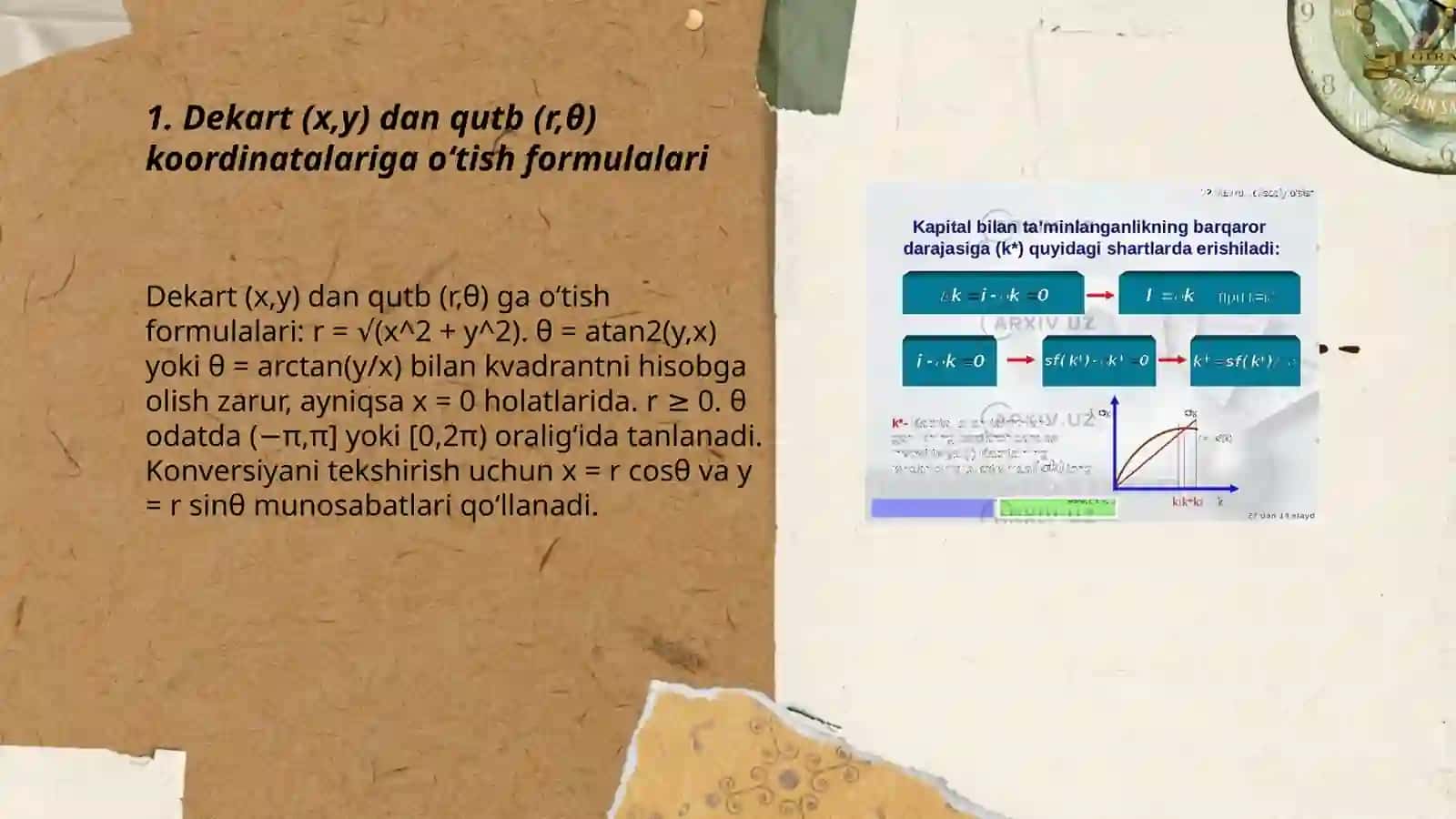 Dekart va qutb kordinatalari orasidagi boģlanish 3