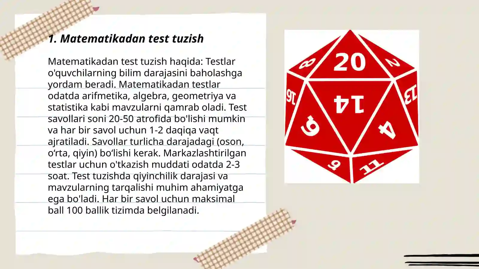 Matematikadan test tuzish 3