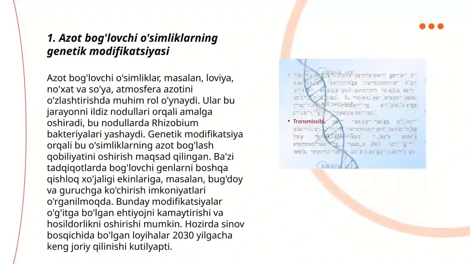 Azot bog'lovchi o'simliklarni gen muhandisligi yordamida yaratish 3