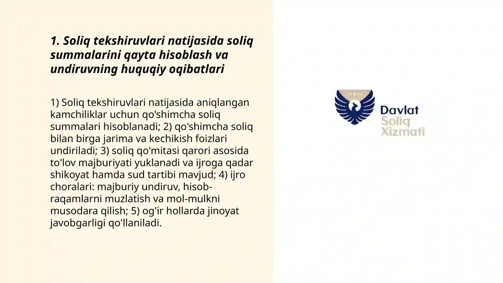 Soliq tekshiruvlarining va soliq nazorati boshqa choralarining huquqiy oqibatlari 3