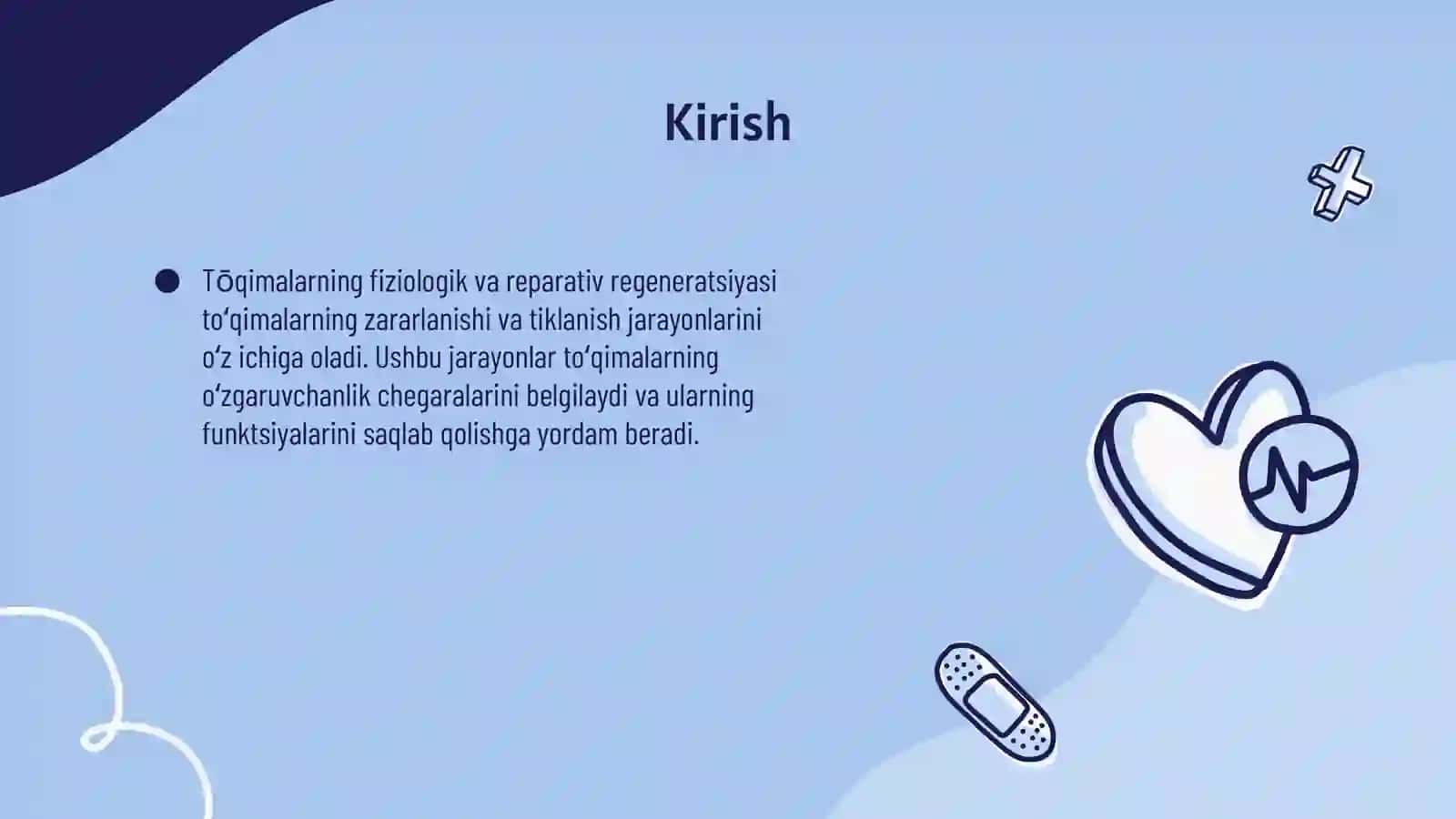 Tōqimalarning fiziologik va reparativ regeneratsiyasi. Tōqimalar ōzgaruvchanligi chegaralari 3
