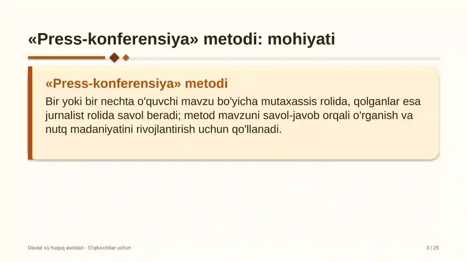davlat va huquq asoslari darslarida press konferensiya metodidan foydalanish 6313 3