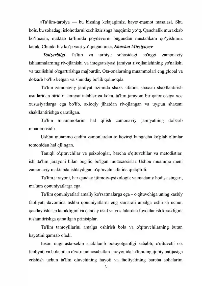 Tarbiya jarayonining hozirgi bosqich muamolari, tarbiyaviy ish metodikasi 3