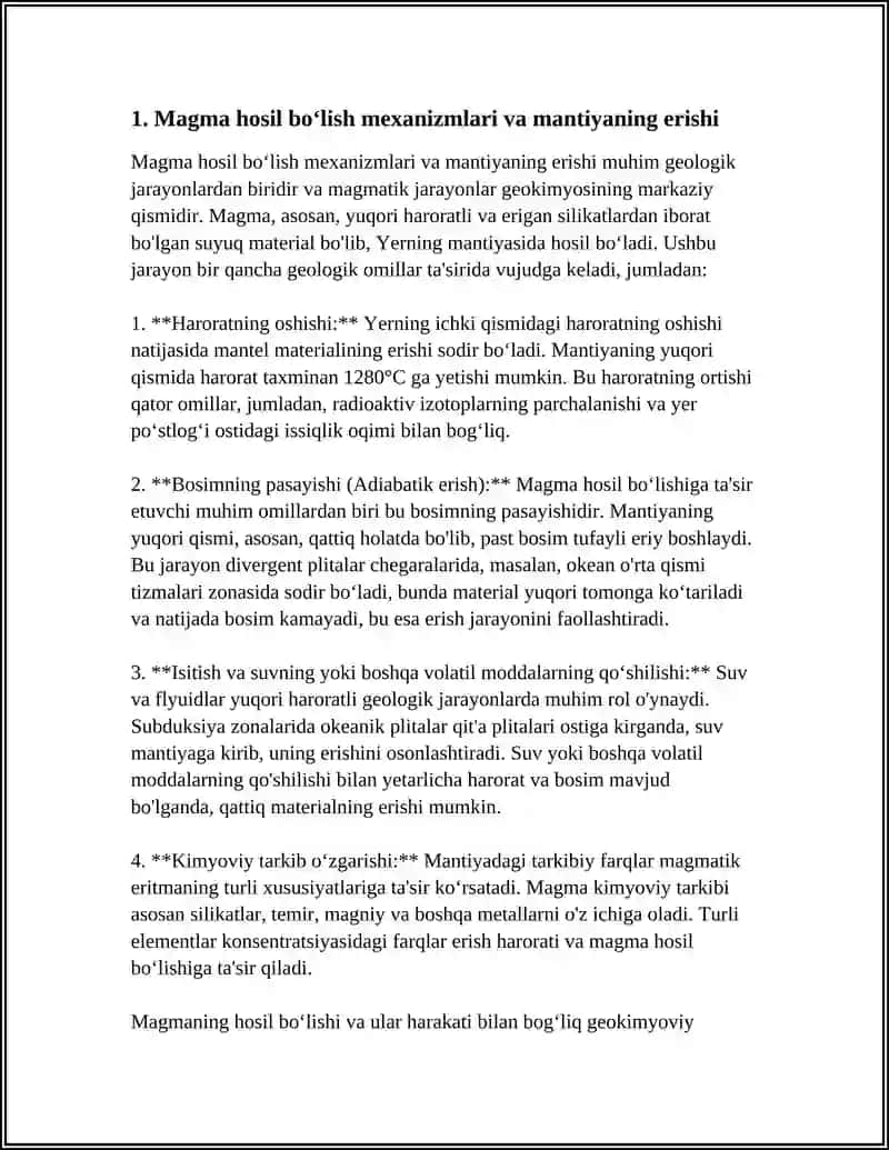 MAGMATIK JARAYONLAR. GEO KIMYOSI 3
