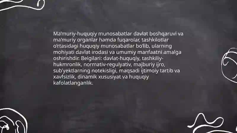 Ma’muriy-huquqiy munosabatlar va ularning turlar 3