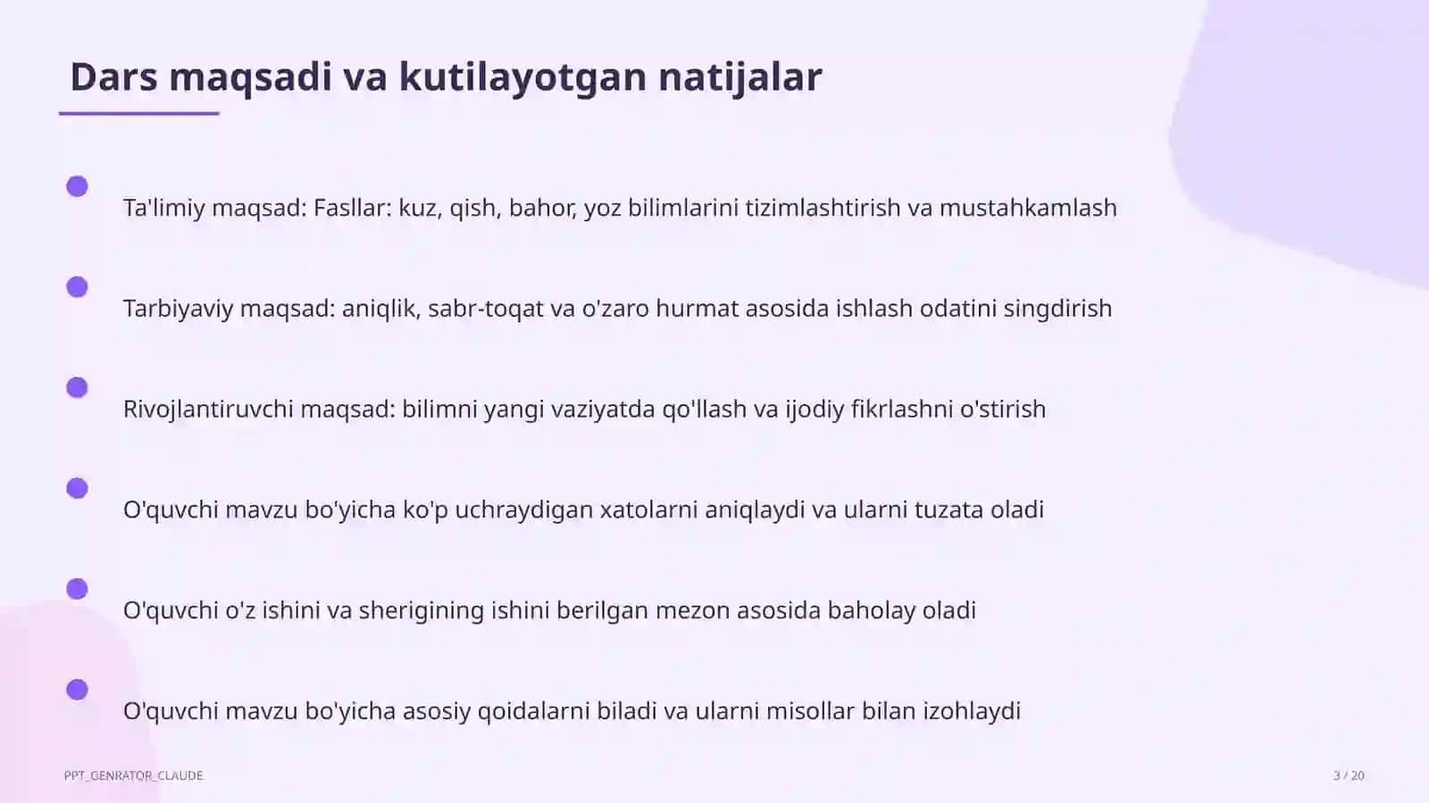 Tabiatshunoslik Dars Rejasi 3