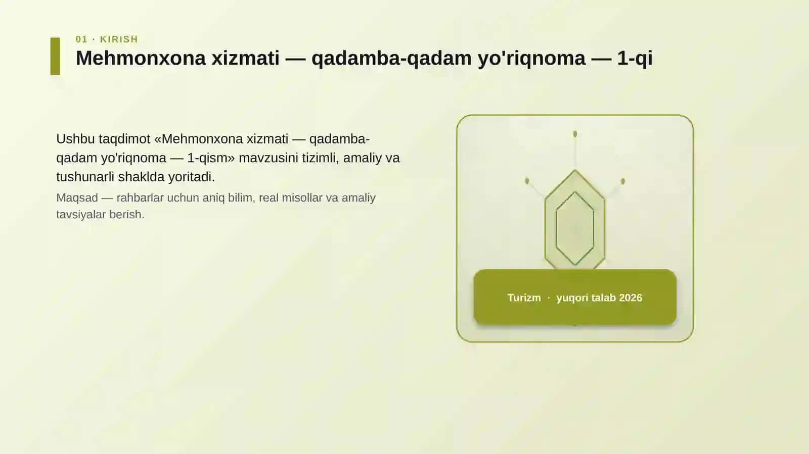 Mehmonxona xizmati — qadamba-qadam yo'riqnoma — 1-qism 3
