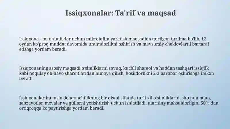 Issiqxonalar ular turlari va tuzilishi bilan tanishish 3