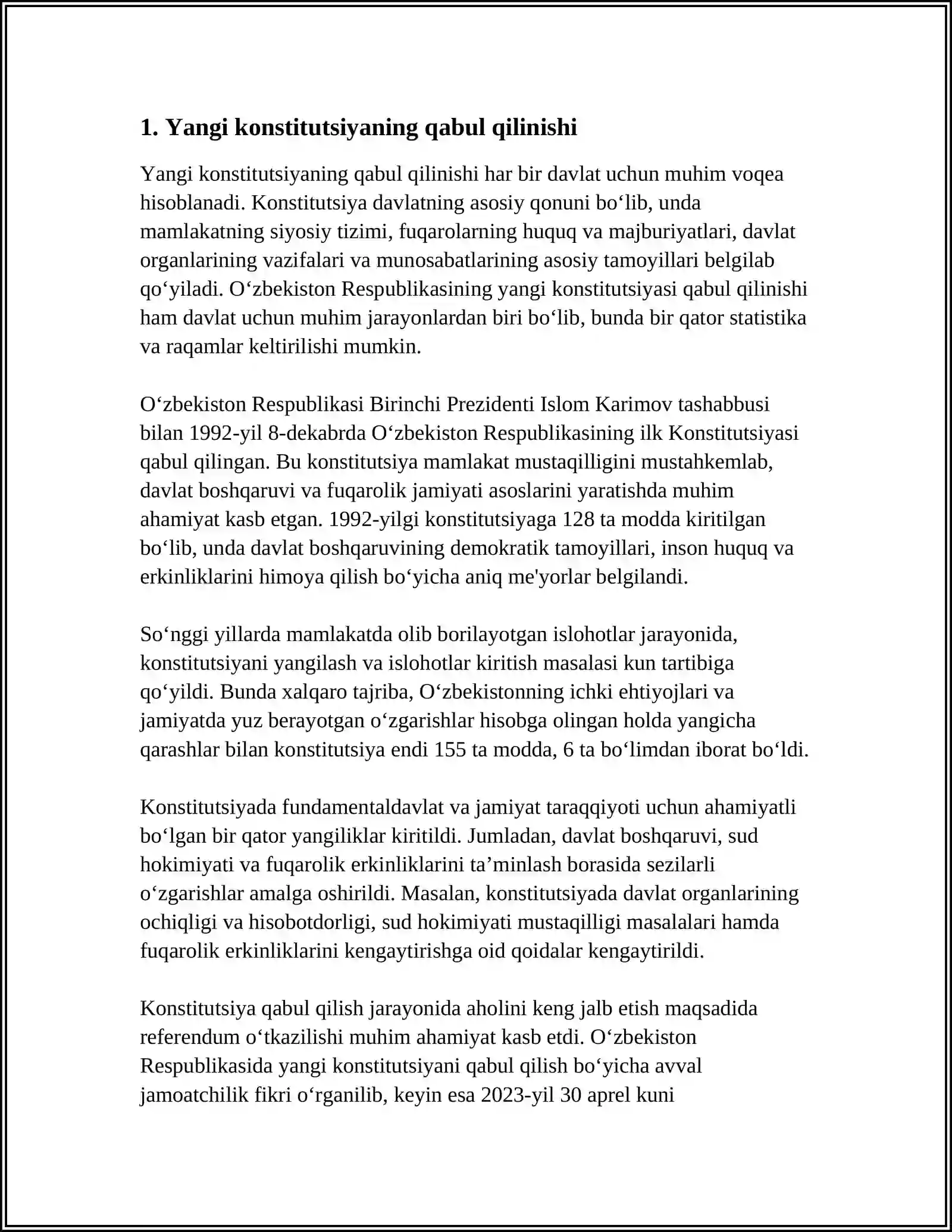YANGI OZBEKISTONDA INSON HAQ-HUQUQLARI VA ERKINLIKLARI KAFOLATINING YARATILISHI 3