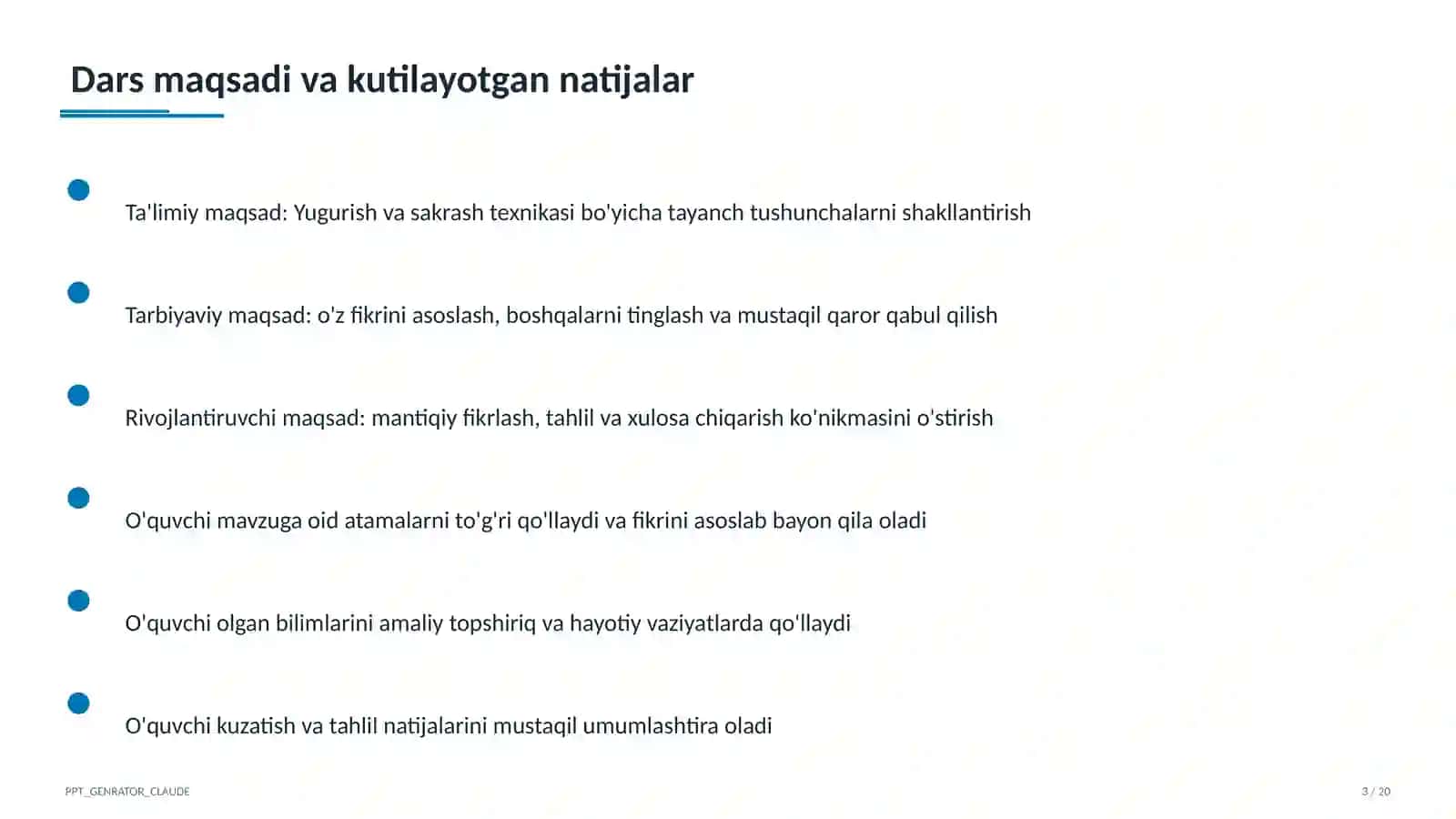 Yugurish va sakrash texnikasi (2-sinf) 3