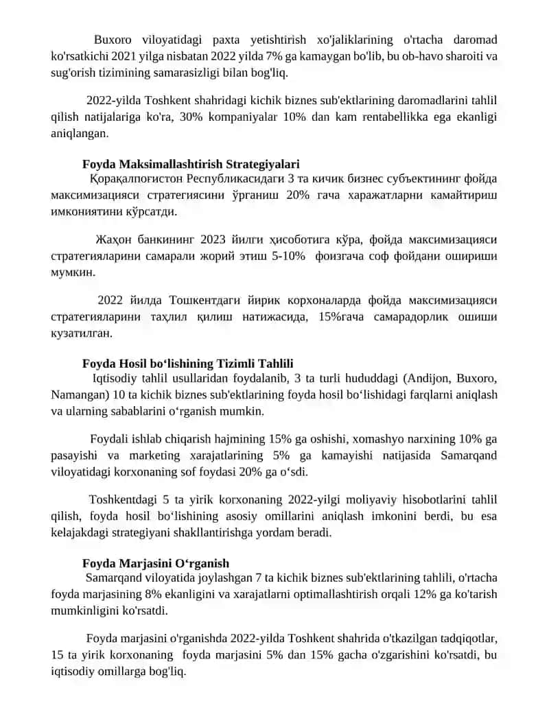 Profit shakllanishining tizimli tahlili 3