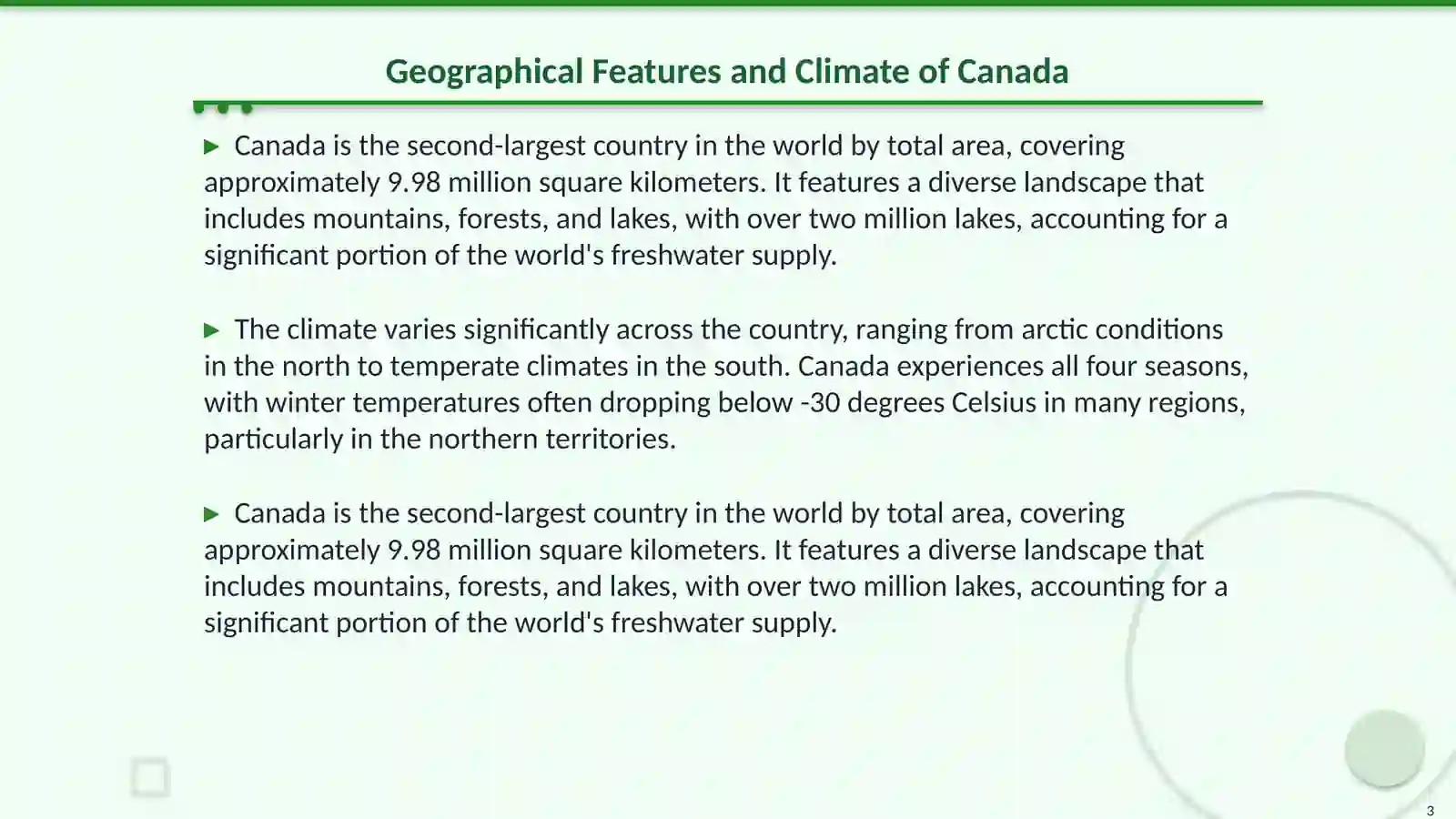The general information about canada 3